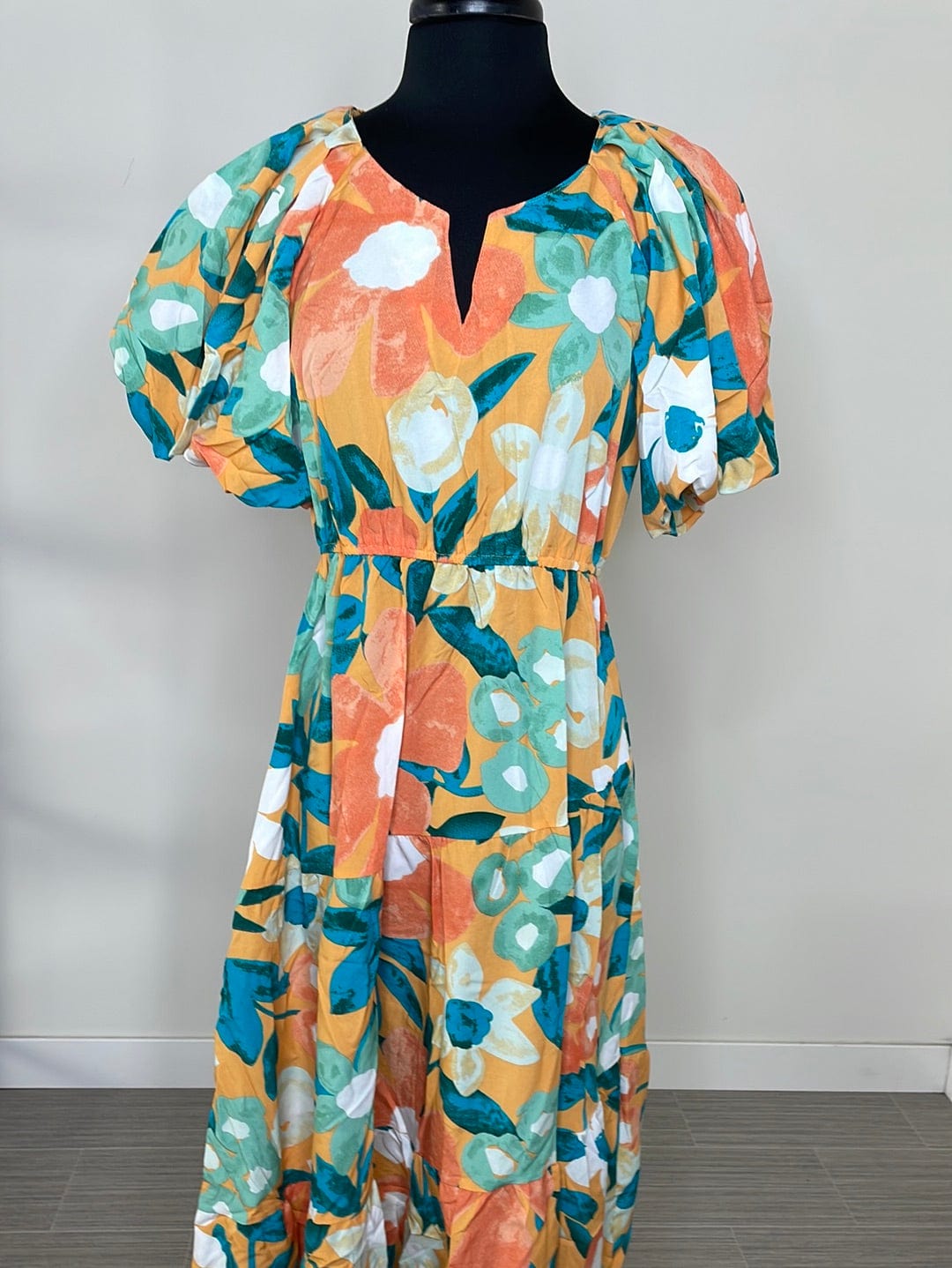 Apricot Mix Floral Dress