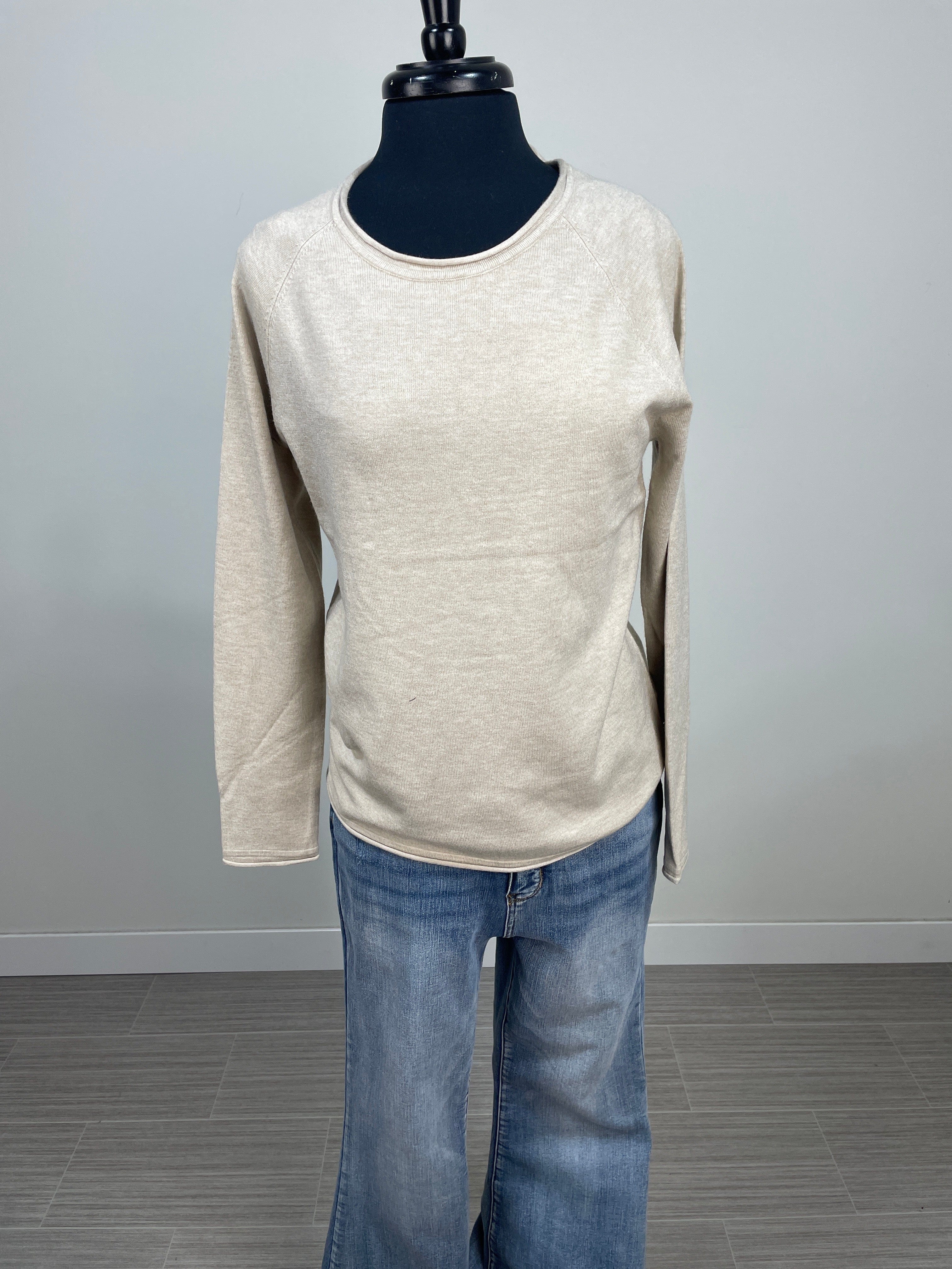 Heather Beige Luxe Essential Sweater