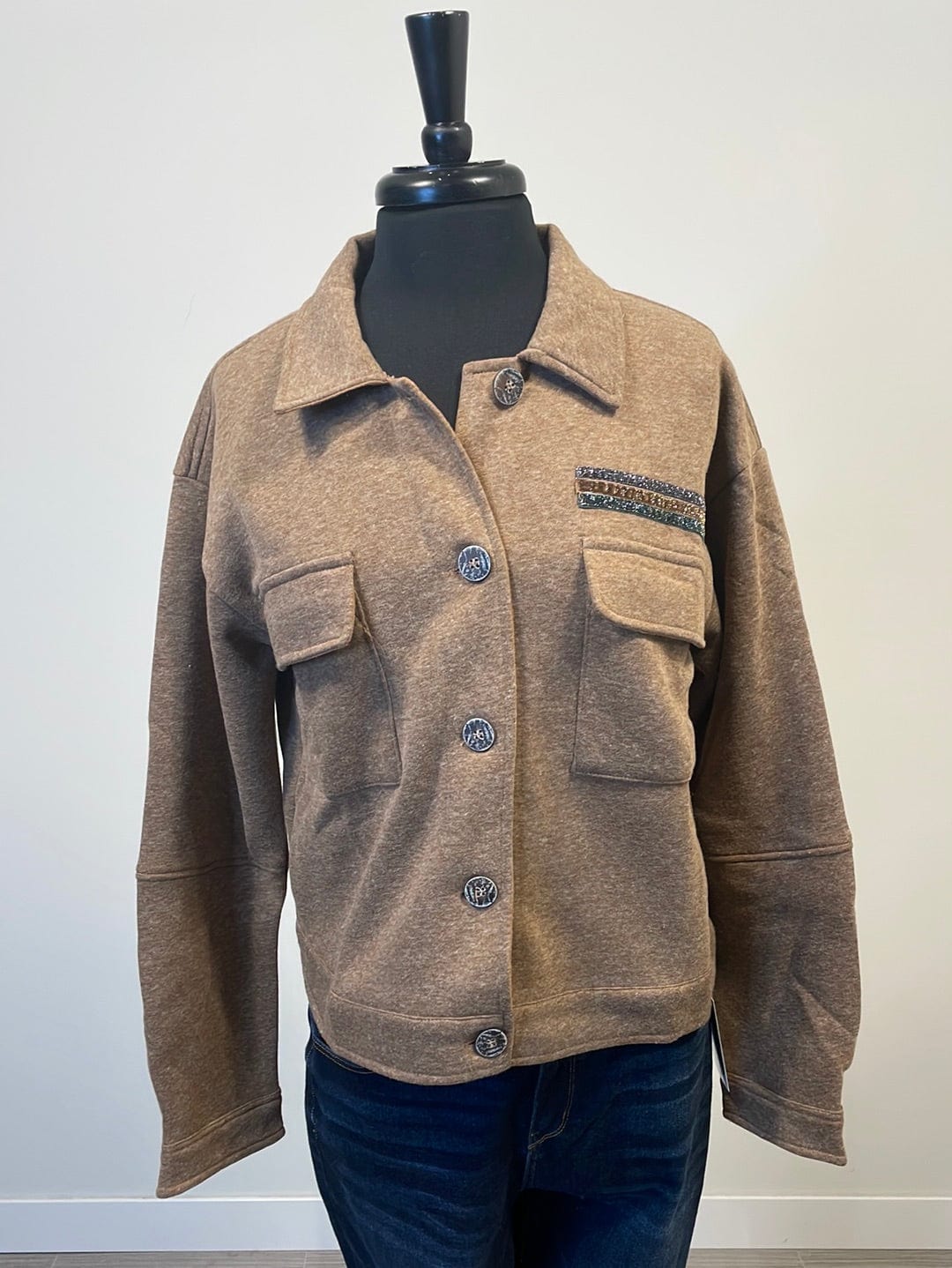 Toffee Velvet Button Down Jacket