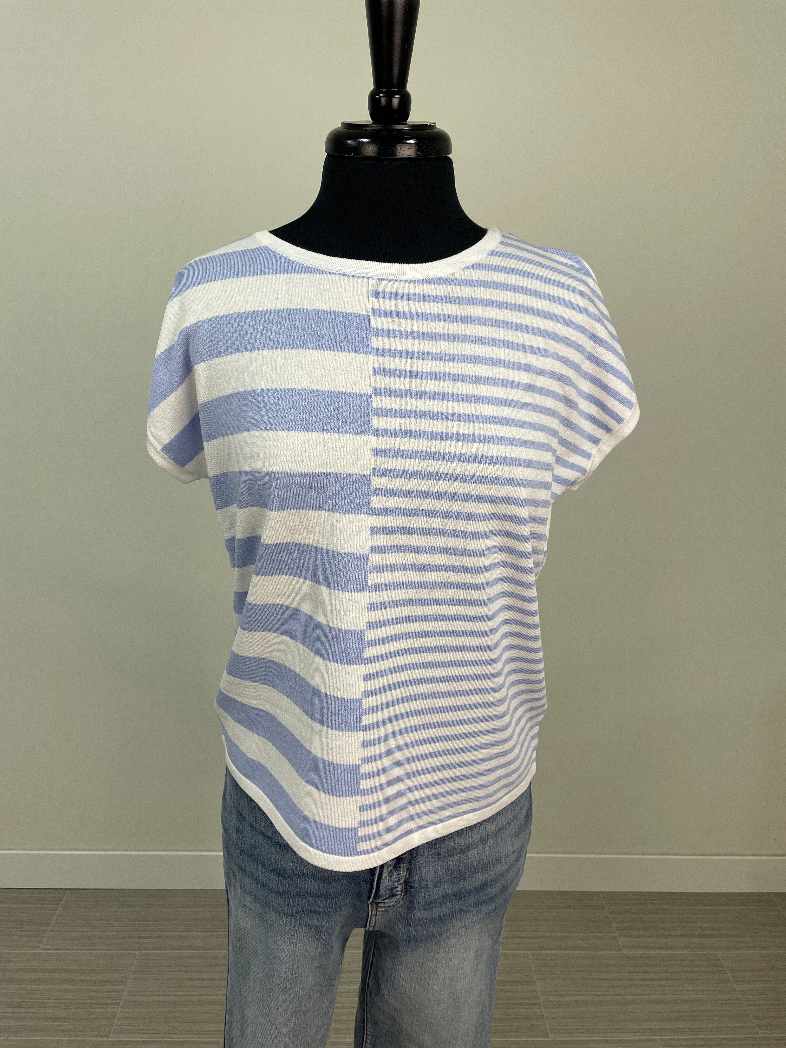 Periwinkle Multi Stripe Sleeveless Sweater
