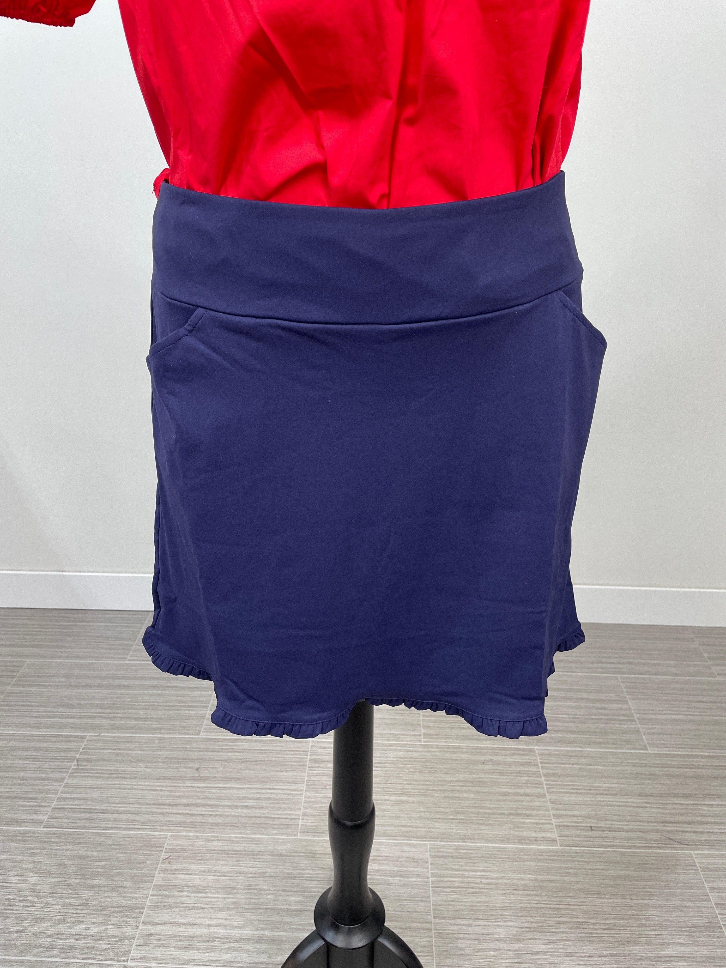 Navy Darlene Ruffle Hem Skort