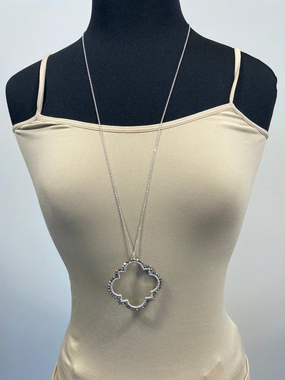 Gray Stone Geo Pendant Necklace
