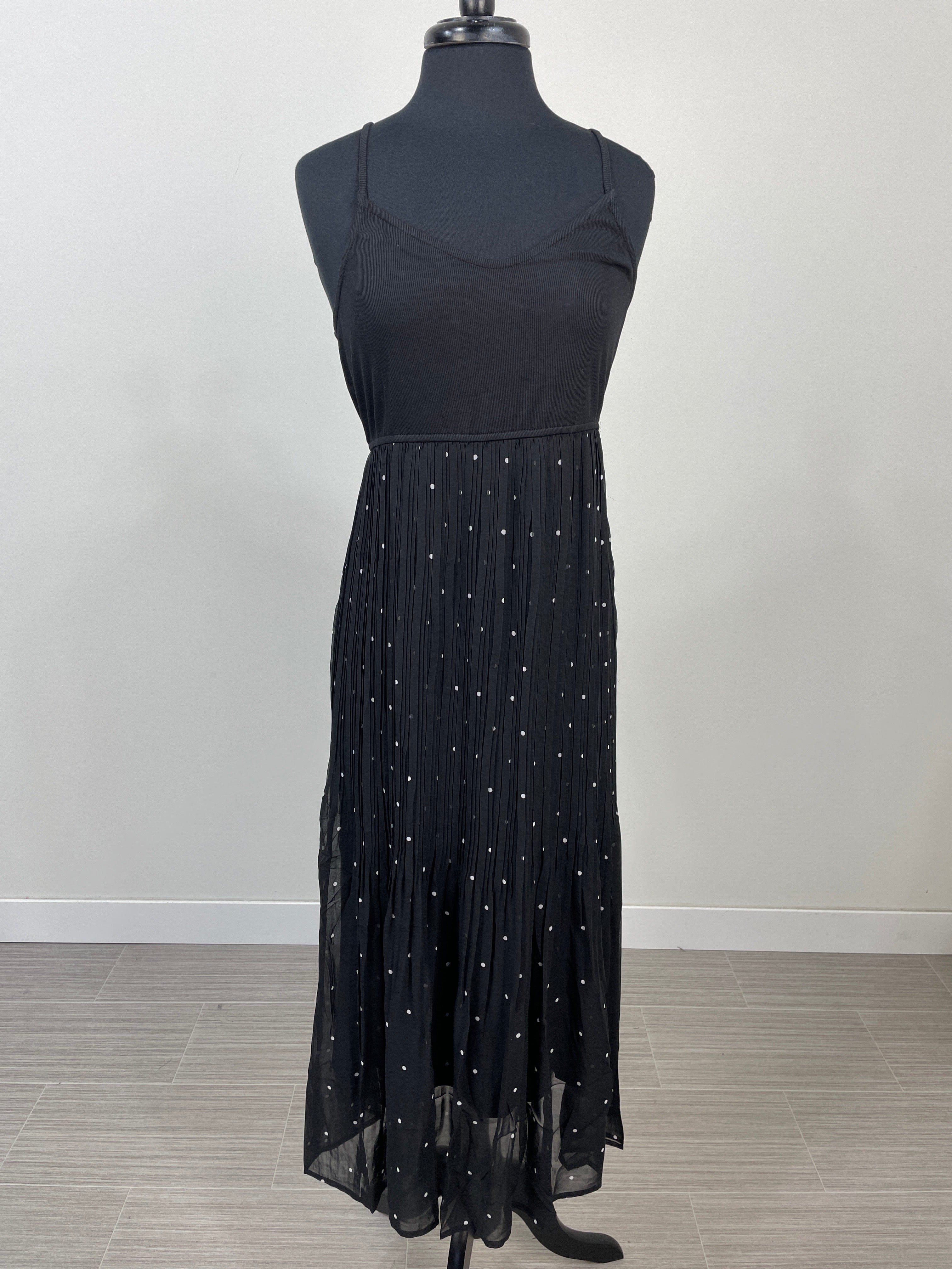 Black Polka Dot Pleated Cami Dress