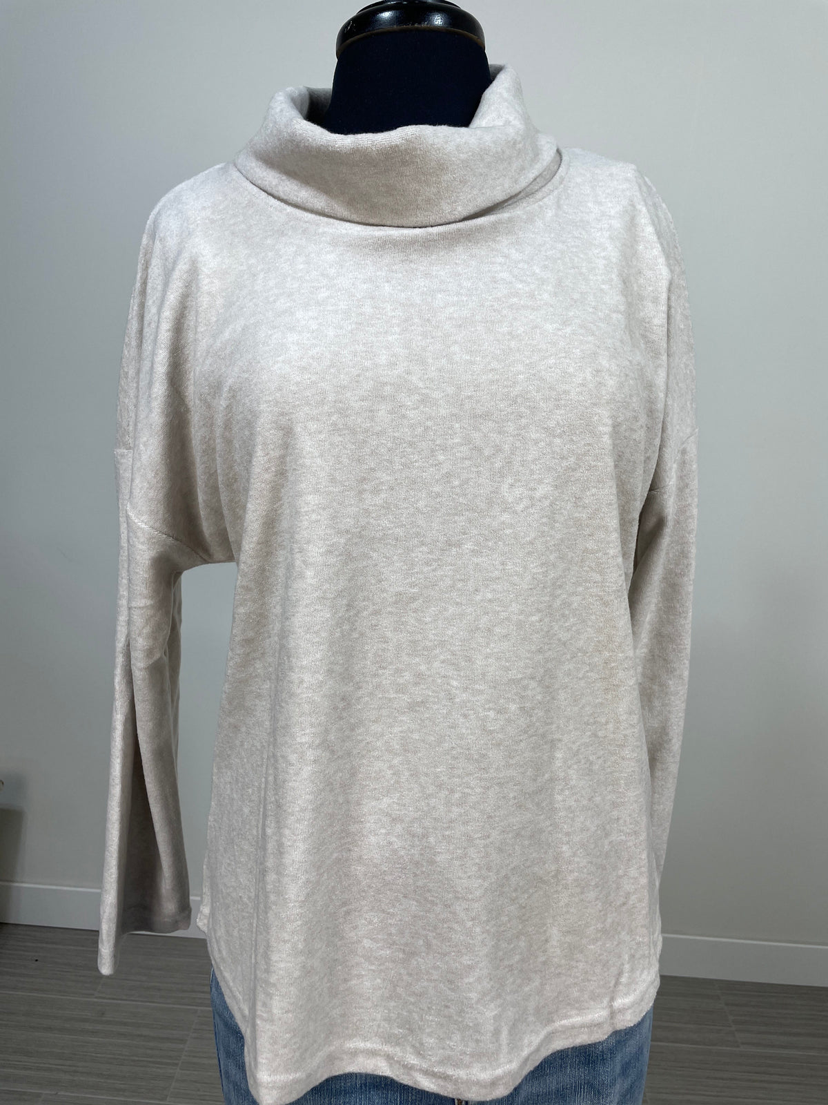 Beige Soft Cowl Neck Top