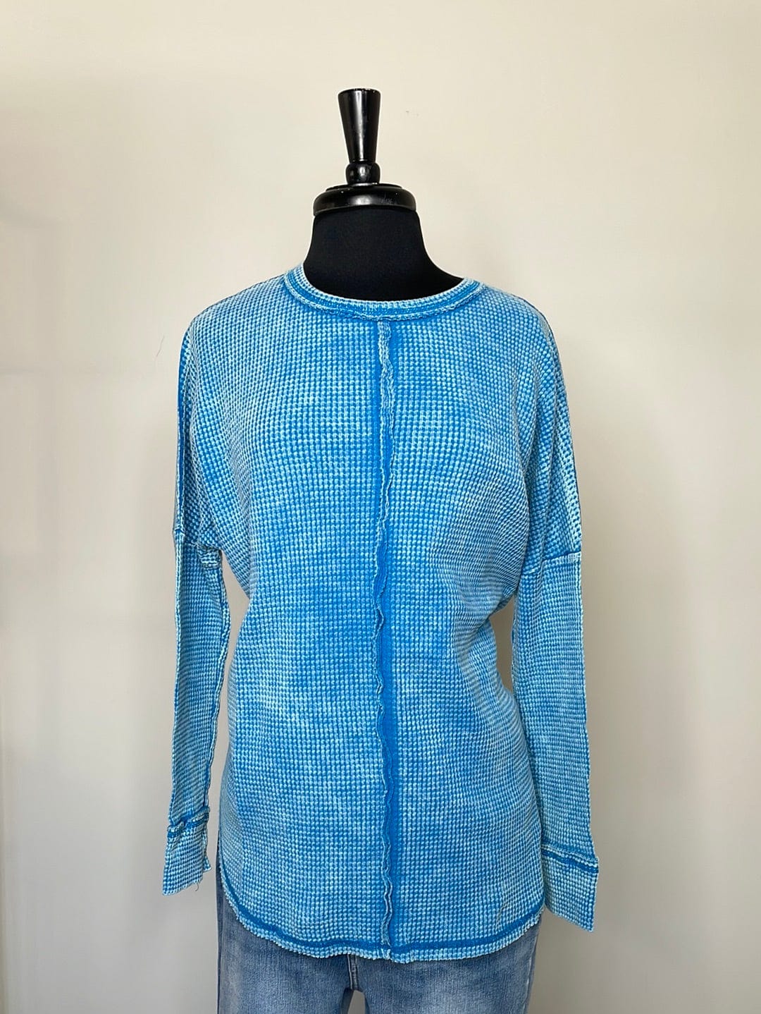 Ocean Blue Oversized Waffle Top