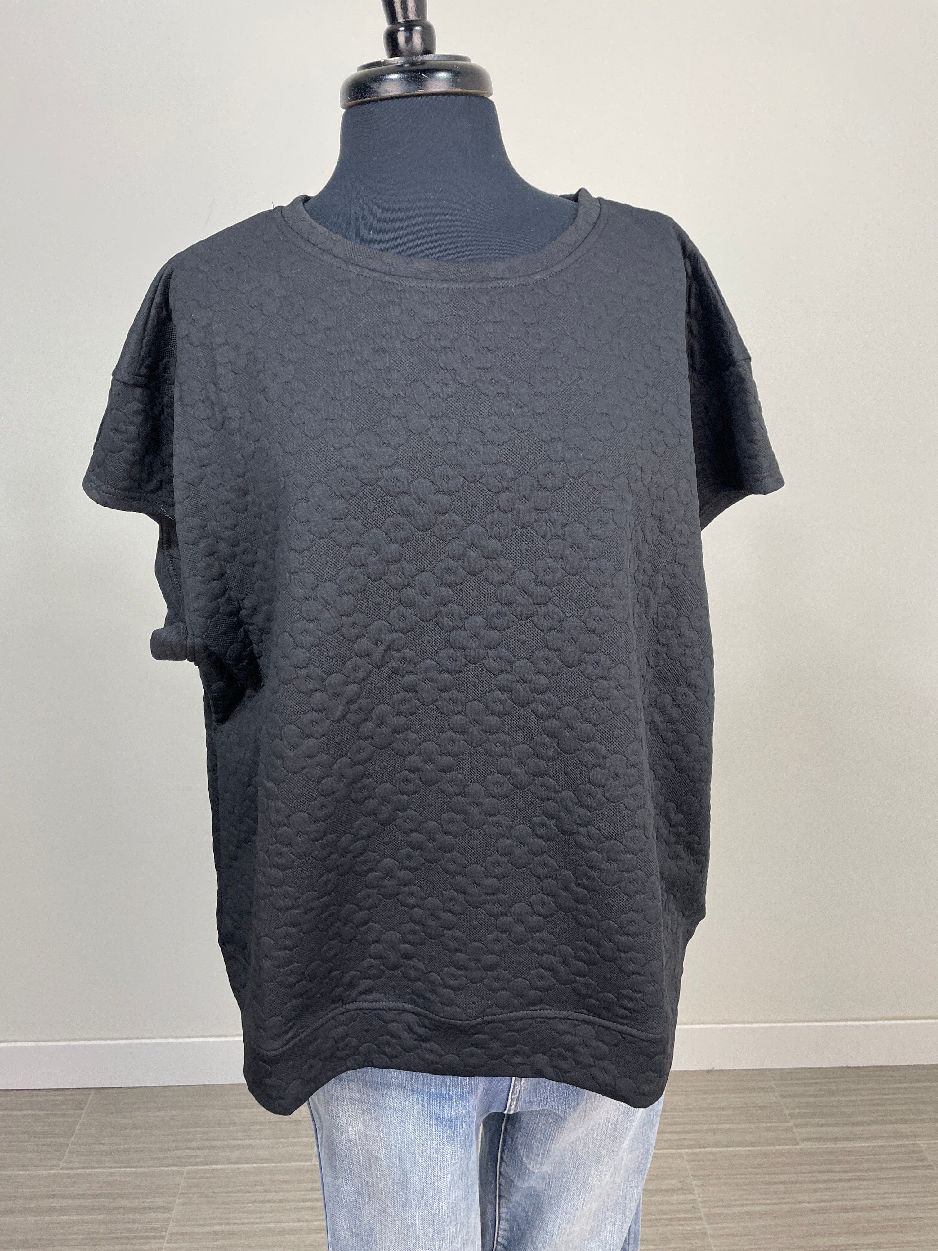 Black Flower Texture Lounge Top