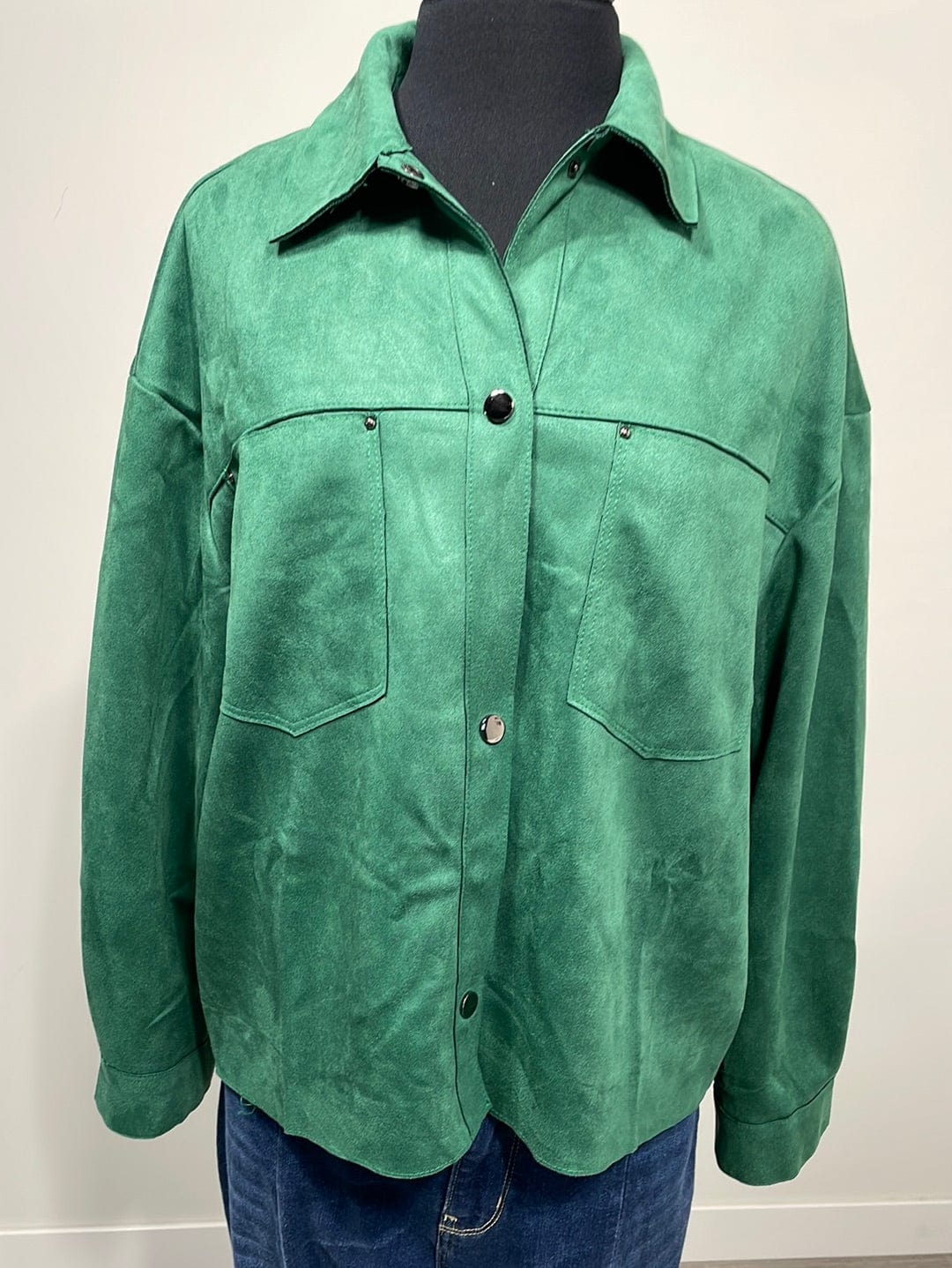 Emerald Cropped Suede Shacket