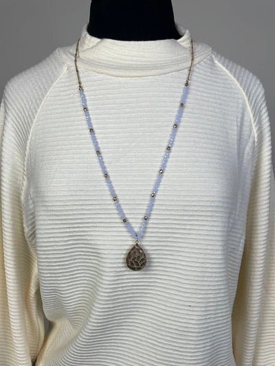 Beaded Gold Pendant Necklace