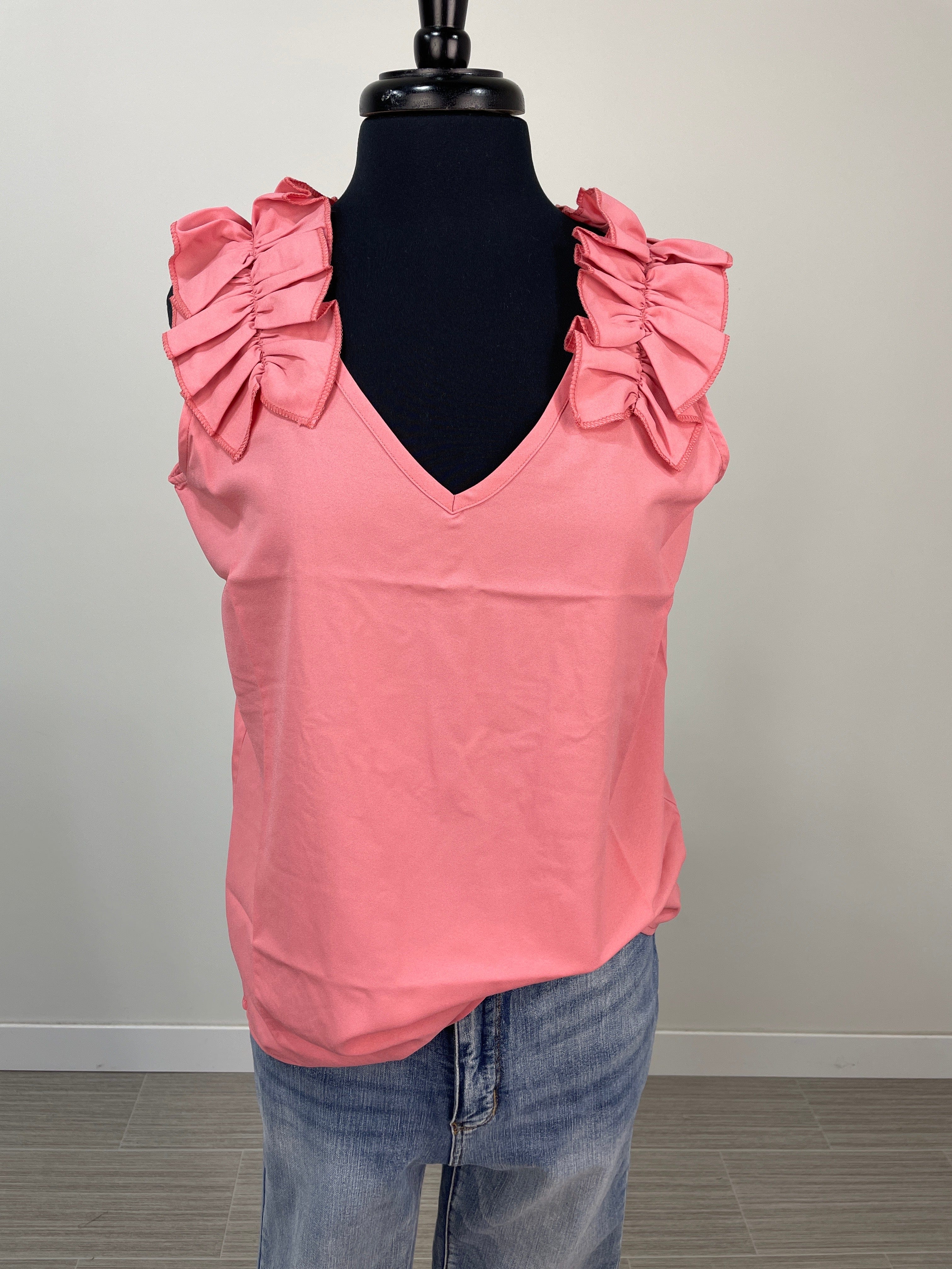 Ash Rose Ruffle Detail Tank