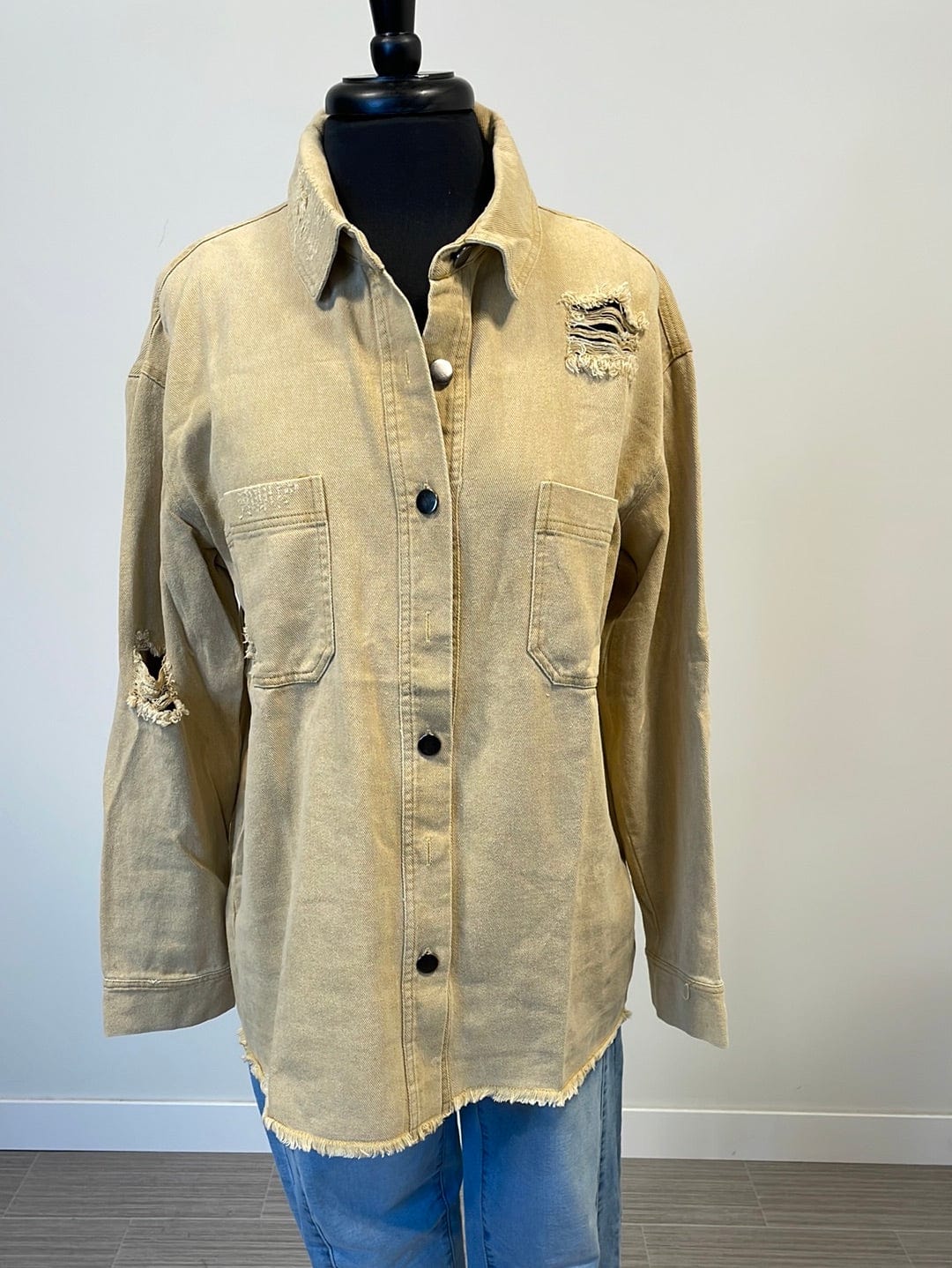 Mustard Distressed Shacket
