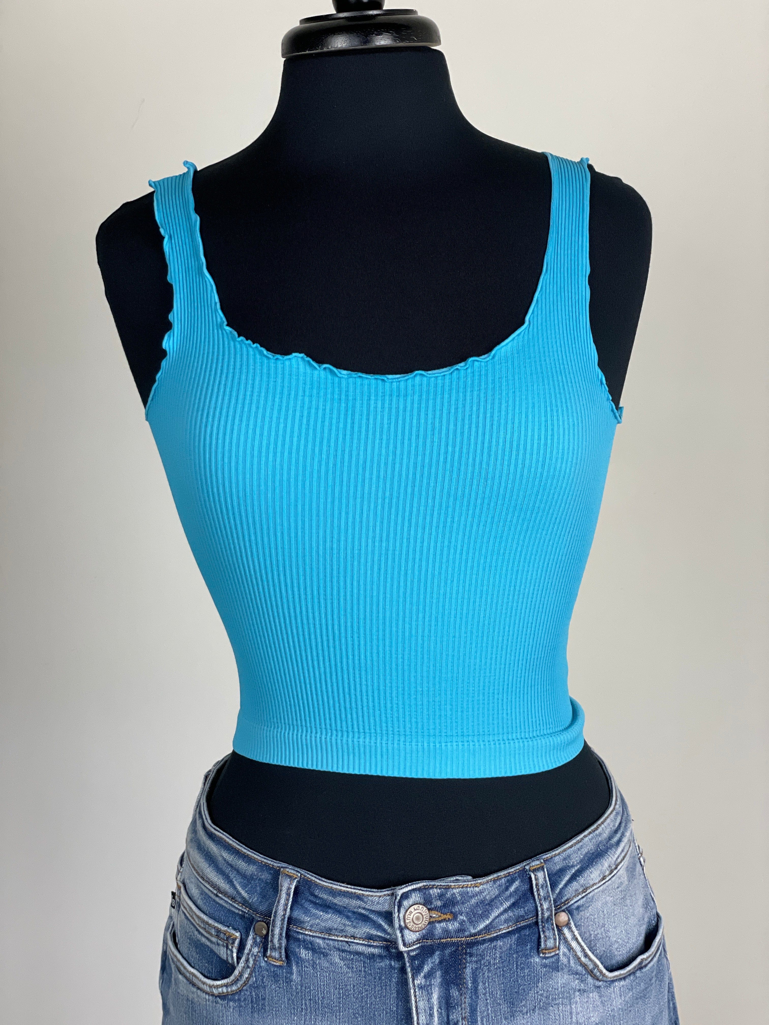 Horizon Blue Lettuce Edge Crop Top