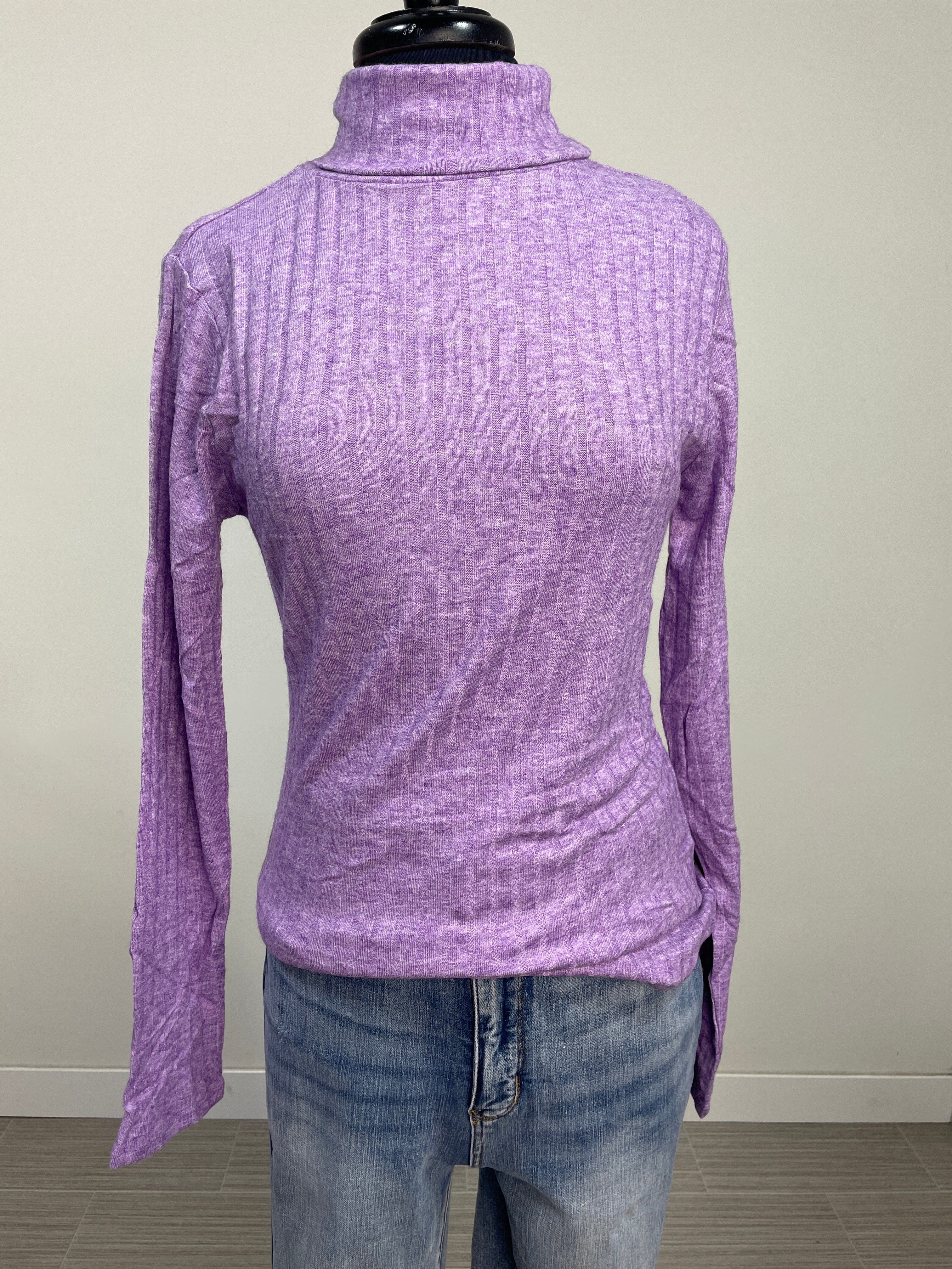 Violet Ribbed Turtleneck
