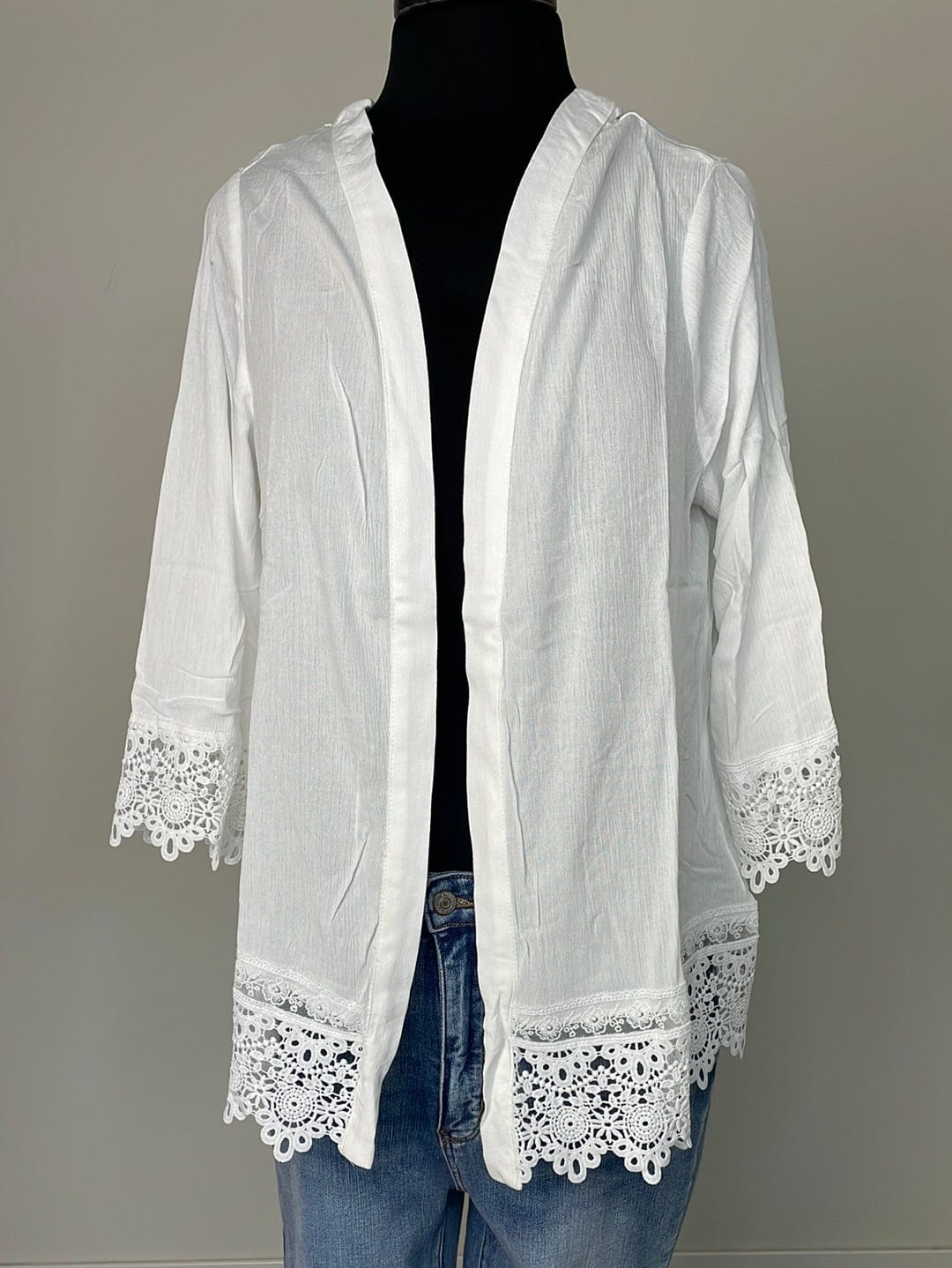 White with Lace Short Cardigan