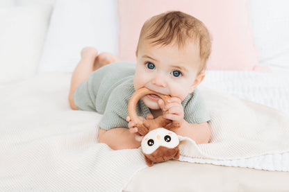 Owl Wooden & Plush Baby Teether