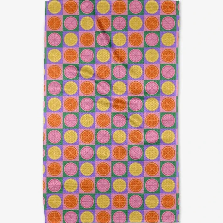 Geometry Summer Lemons Tea Towel