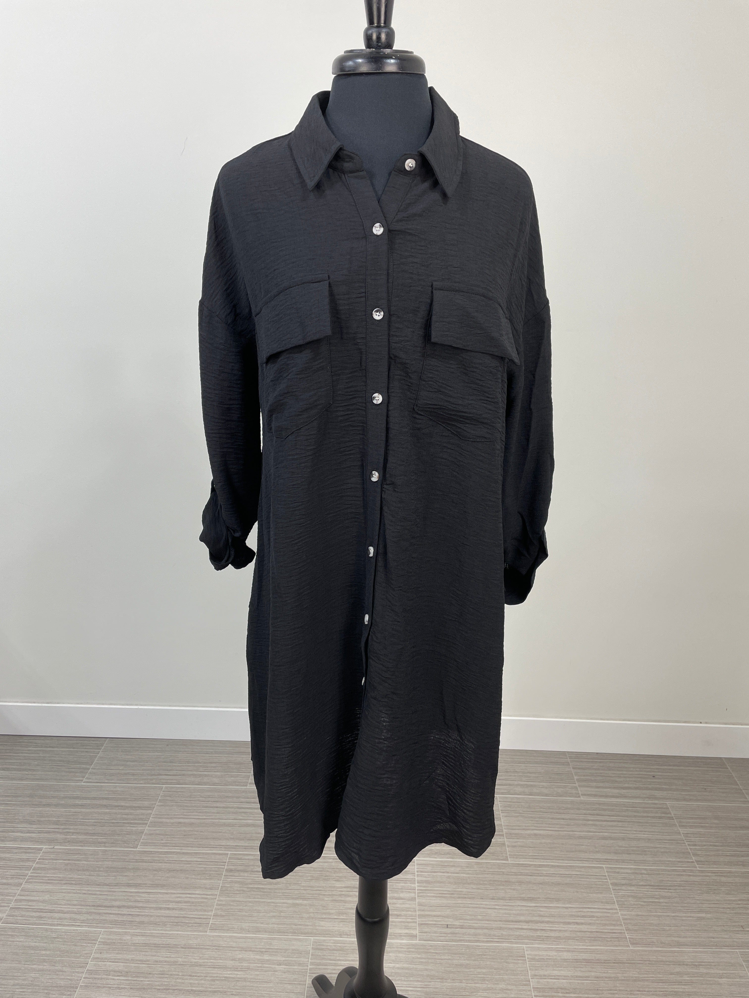 Black Button Down Shirt Dress
