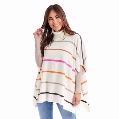 Ivory Juno Multi Stripe Poncho