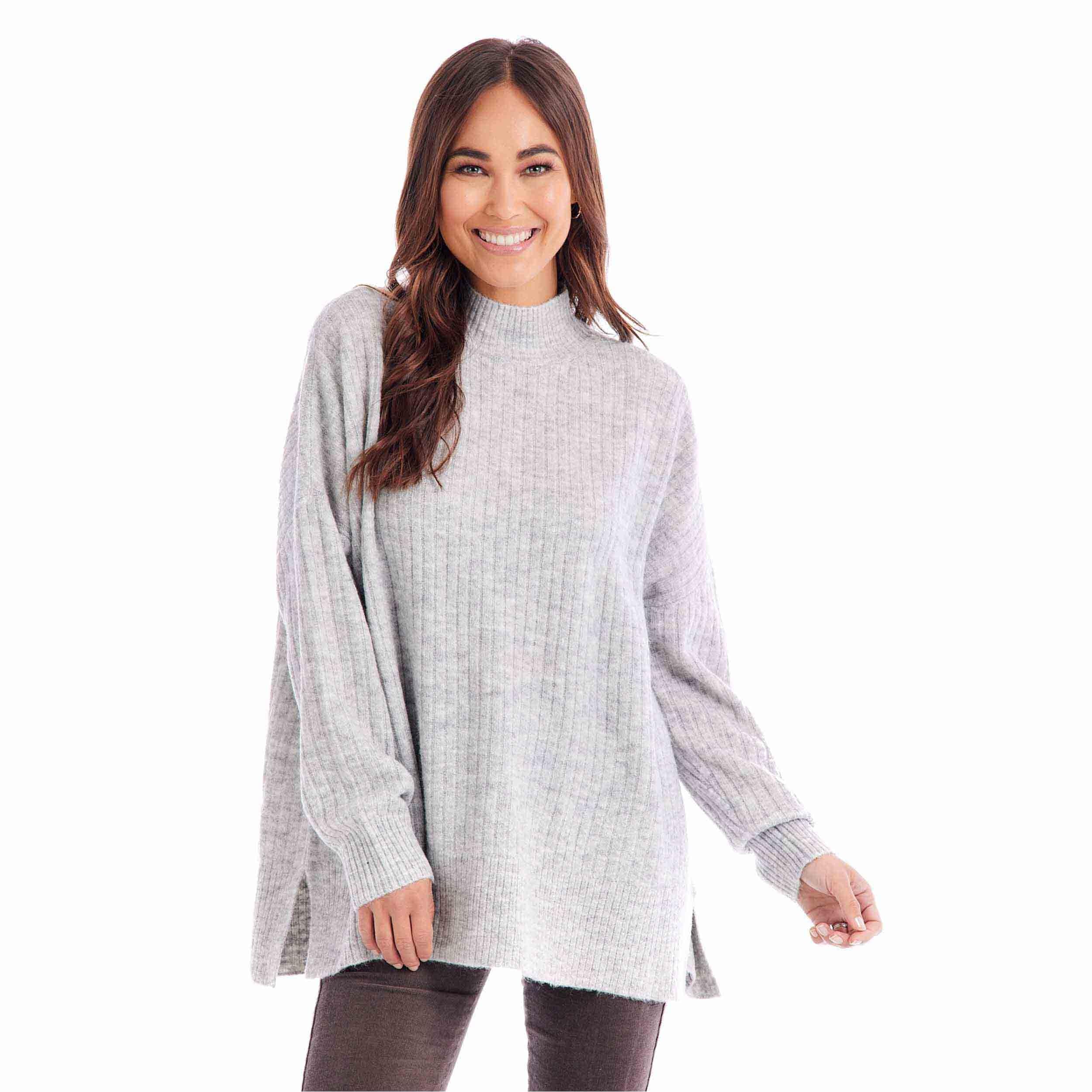 Heather Grey Milo Ribbed Onesize Sweater