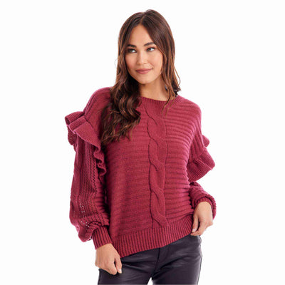 Raspberry Willow Ruffle Sweater