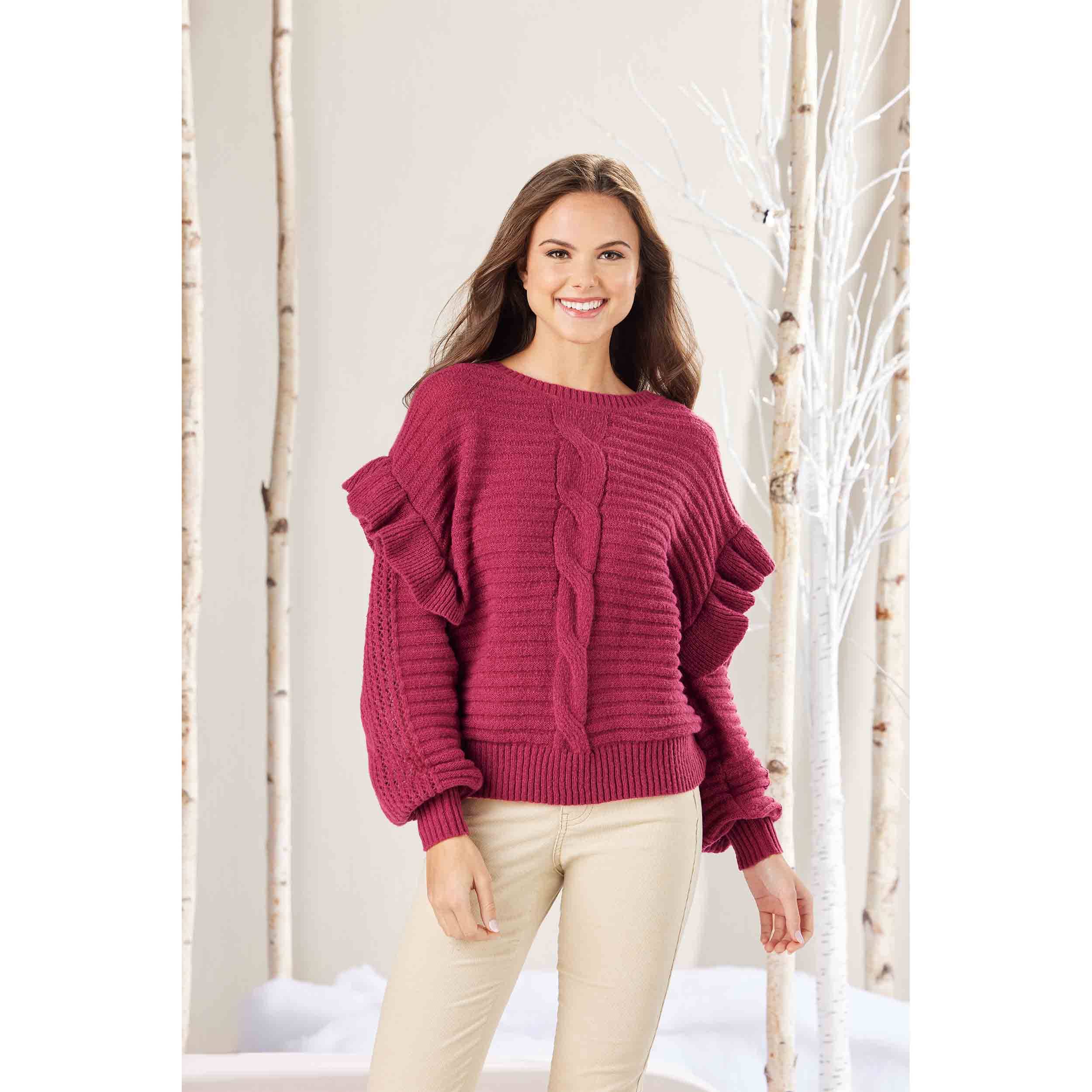 Raspberry Willow Ruffle Sweater
