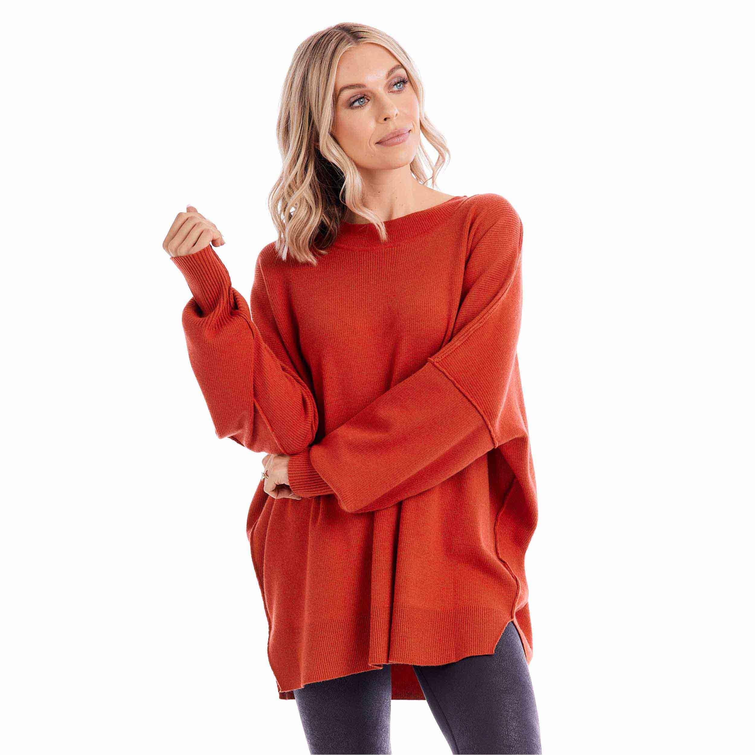 Rust Astrid Ribbed Onesize Sweater