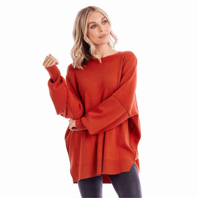 Rust Astrid Ribbed Onesize Sweater