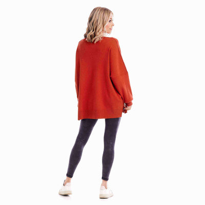 Rust Astrid Ribbed Onesize Sweater