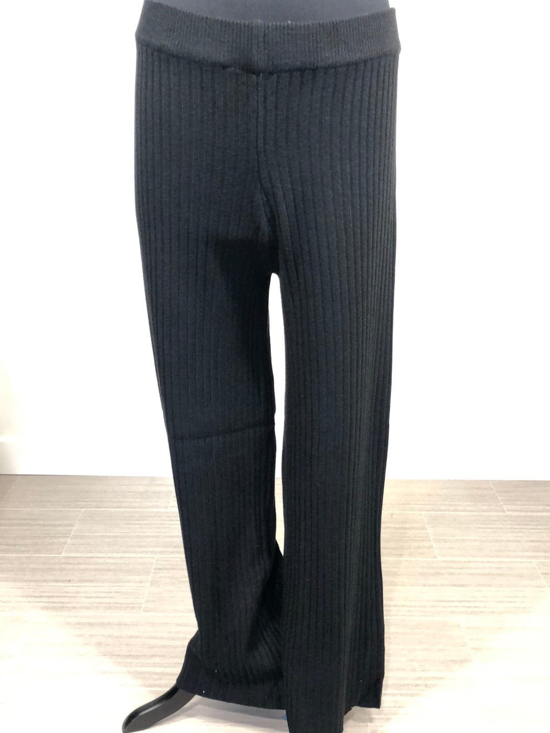 Black Ribbed Wide Leg Pant