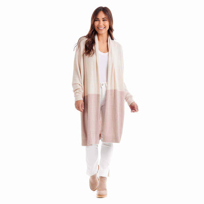 Cream Pip Color Block Cardigan