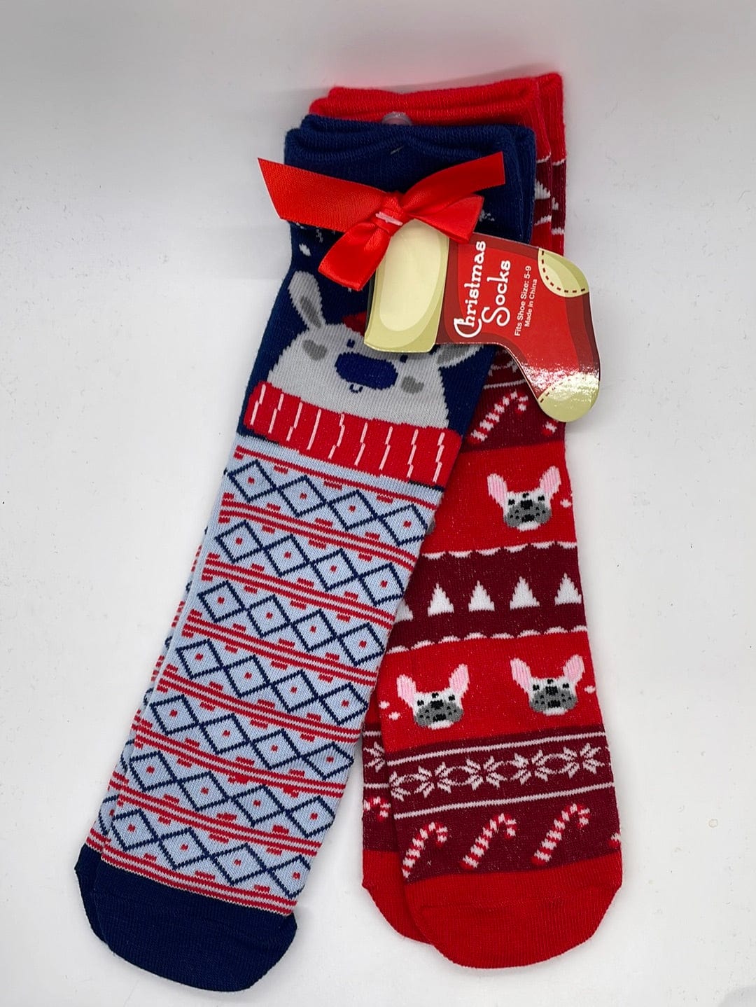 Polar Bear & Frenchie 2pk Holiday Socks