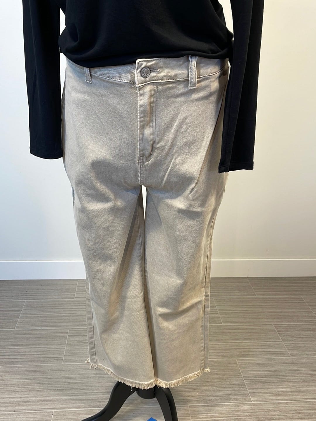 Sand Beige Straight Crop Denim
