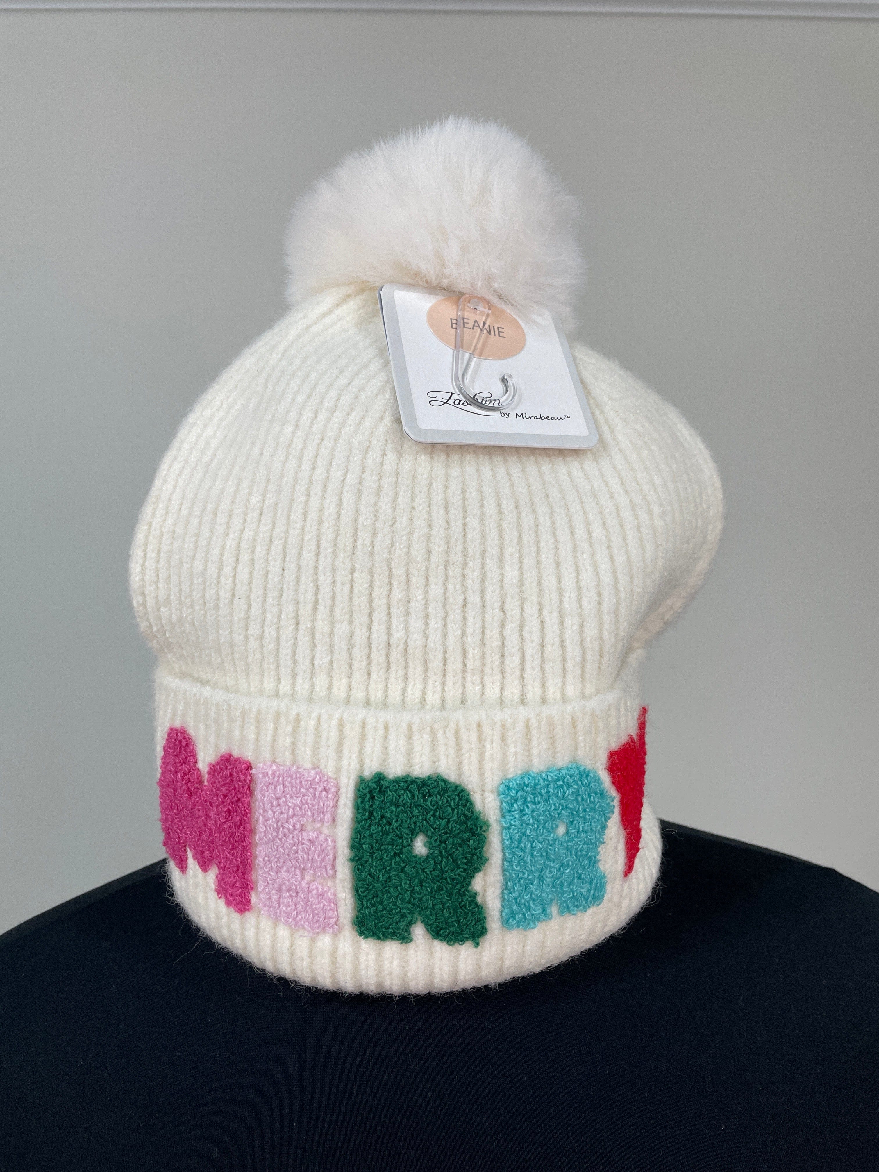 Merry Chenille Letter Pom Hat