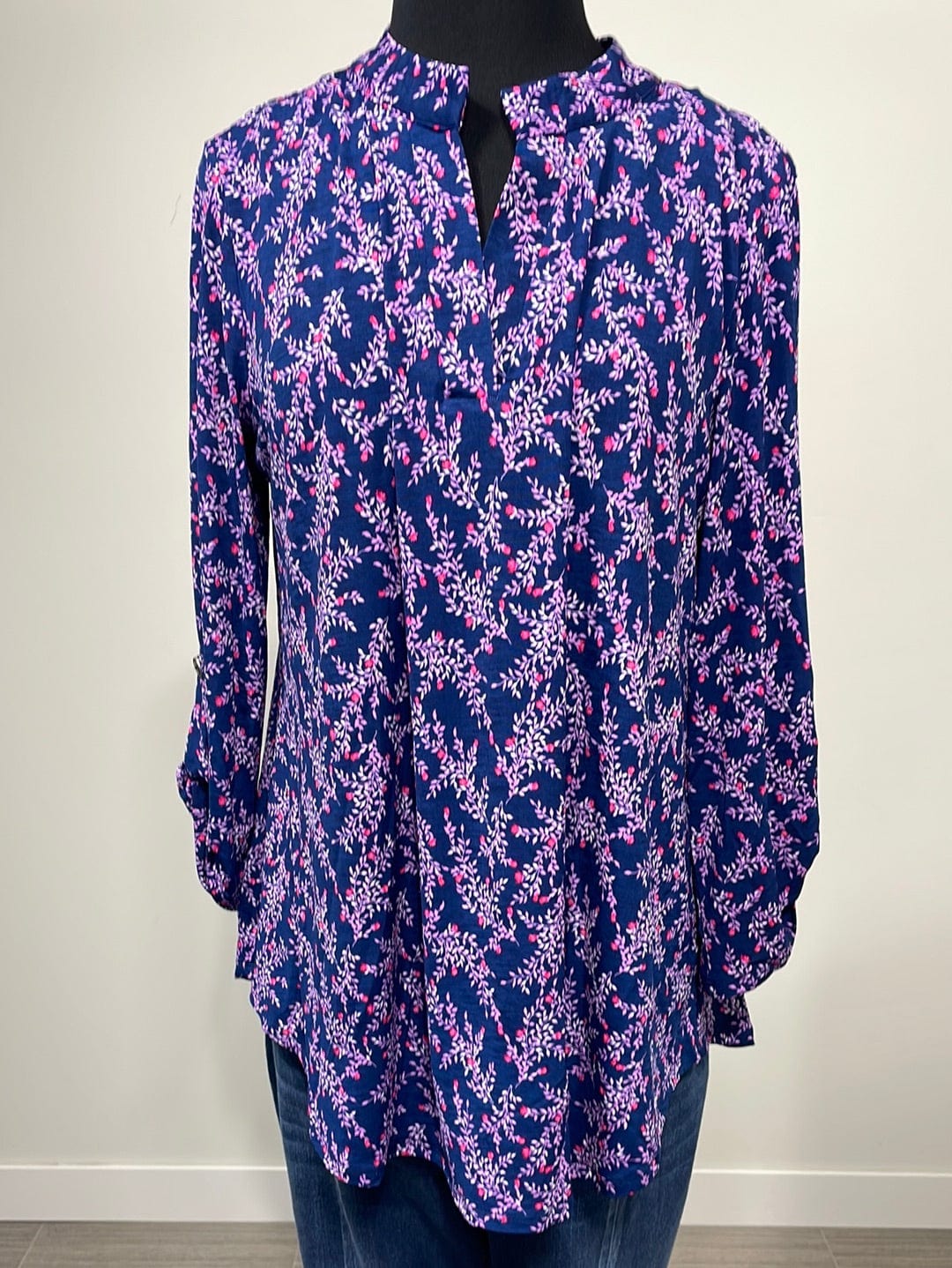 Navy & Weeping Purple Floral Lizzy Top