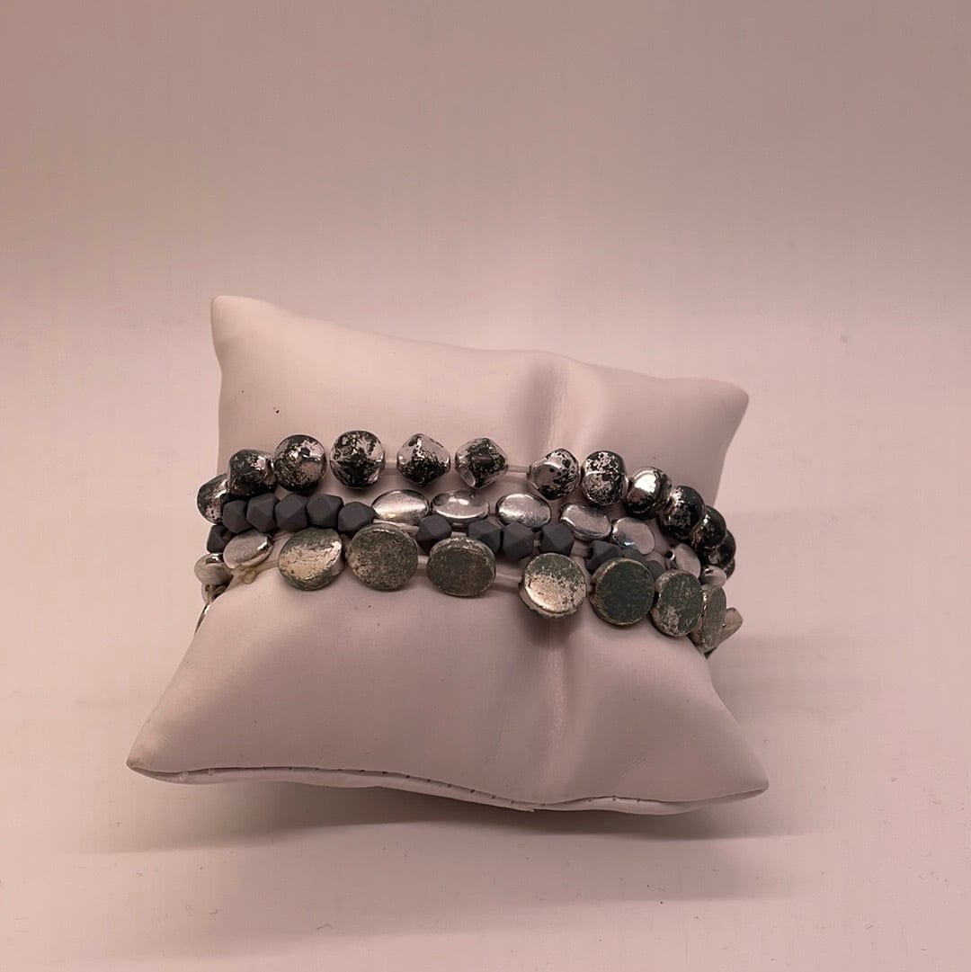 Grey & Silver Metal Layered Bracelet