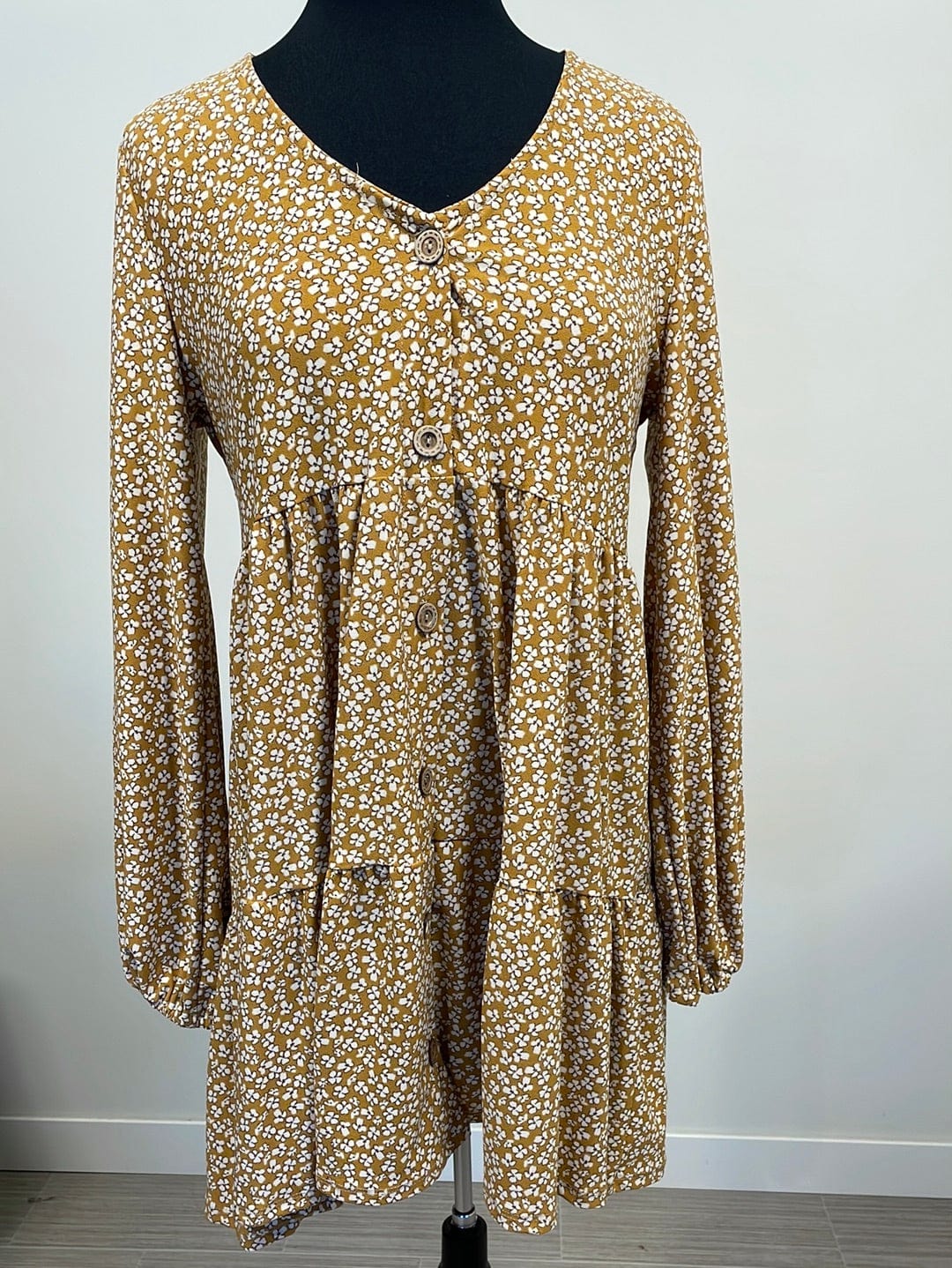 Mustard Lola Tiered Floral Dress