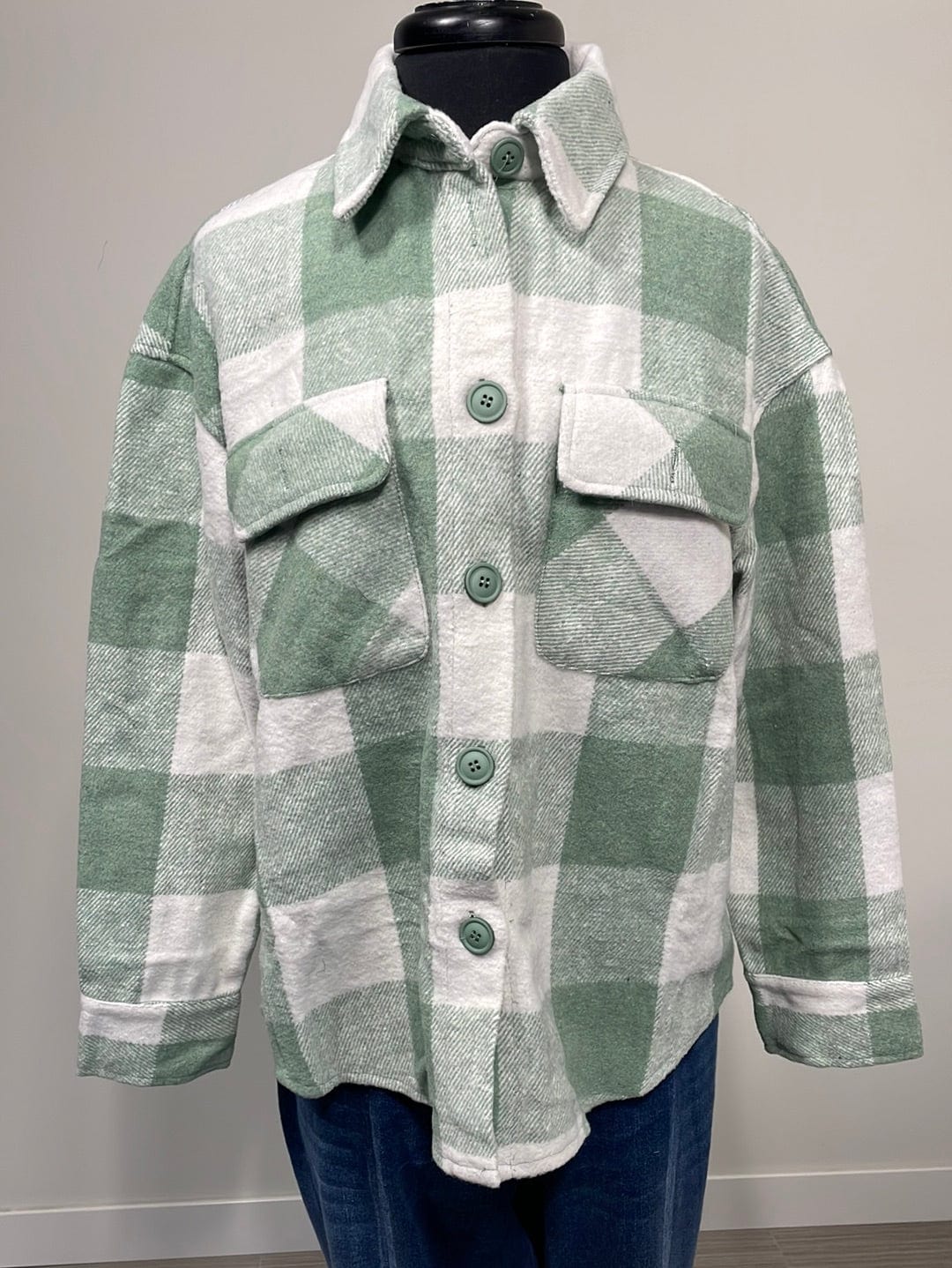 Mint & White Plaid Shacket