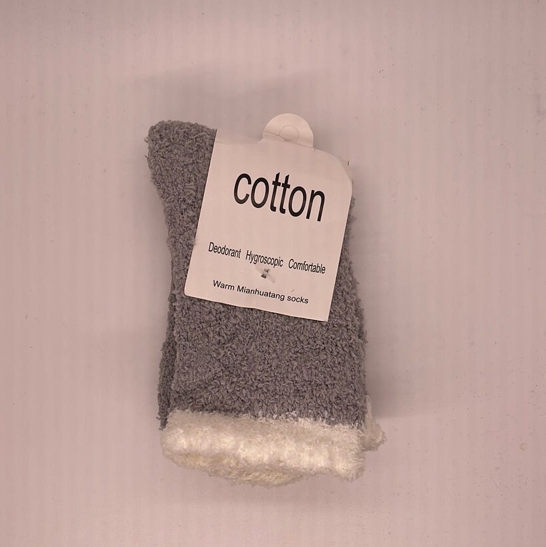 Grey Two-Tone Solid Plush Socks