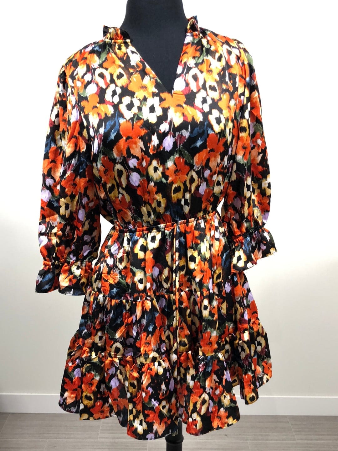 Autumn Floral Tier Skirt Dress