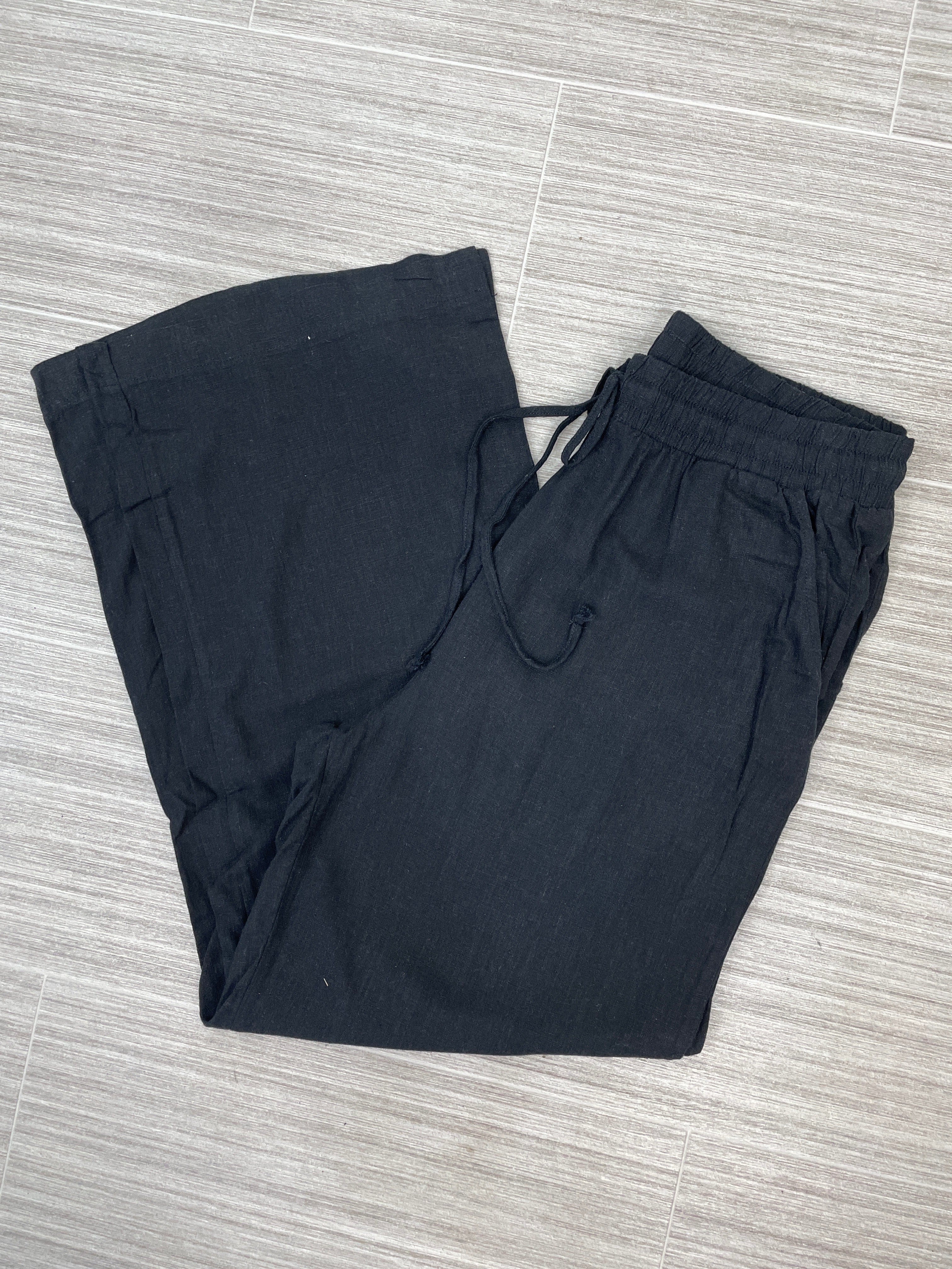 Black Linen Drawstring Pants