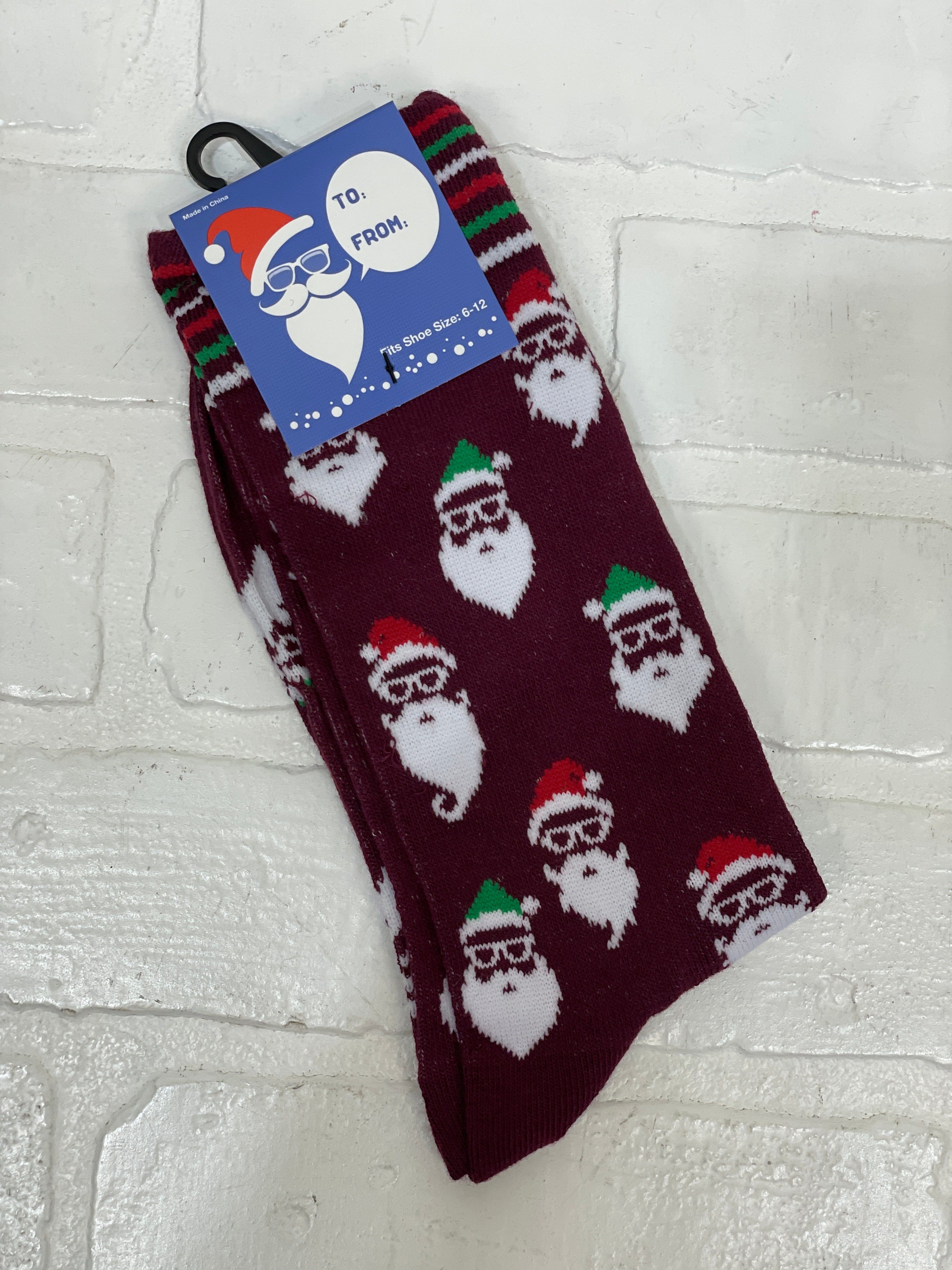 Burgundy & Santa Men's Socks