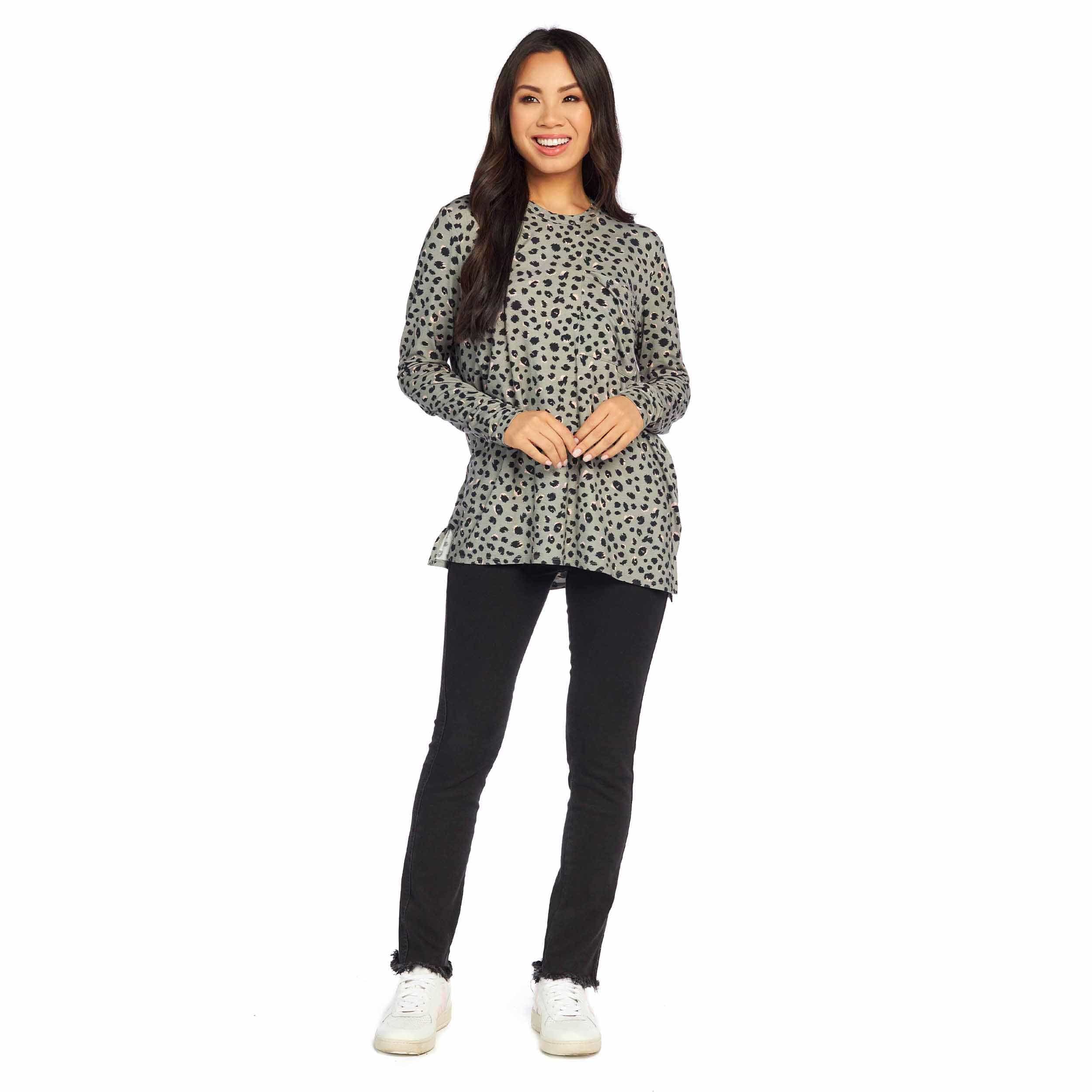Sage Leopard Holland Top