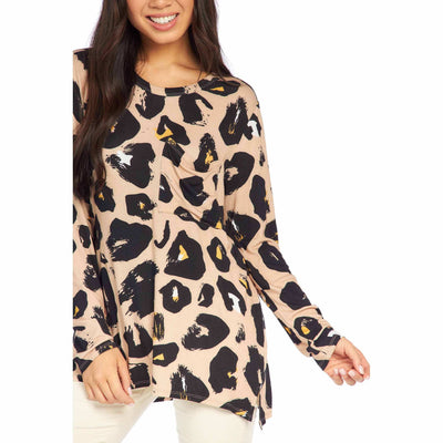 Tan Leopard Holland Top