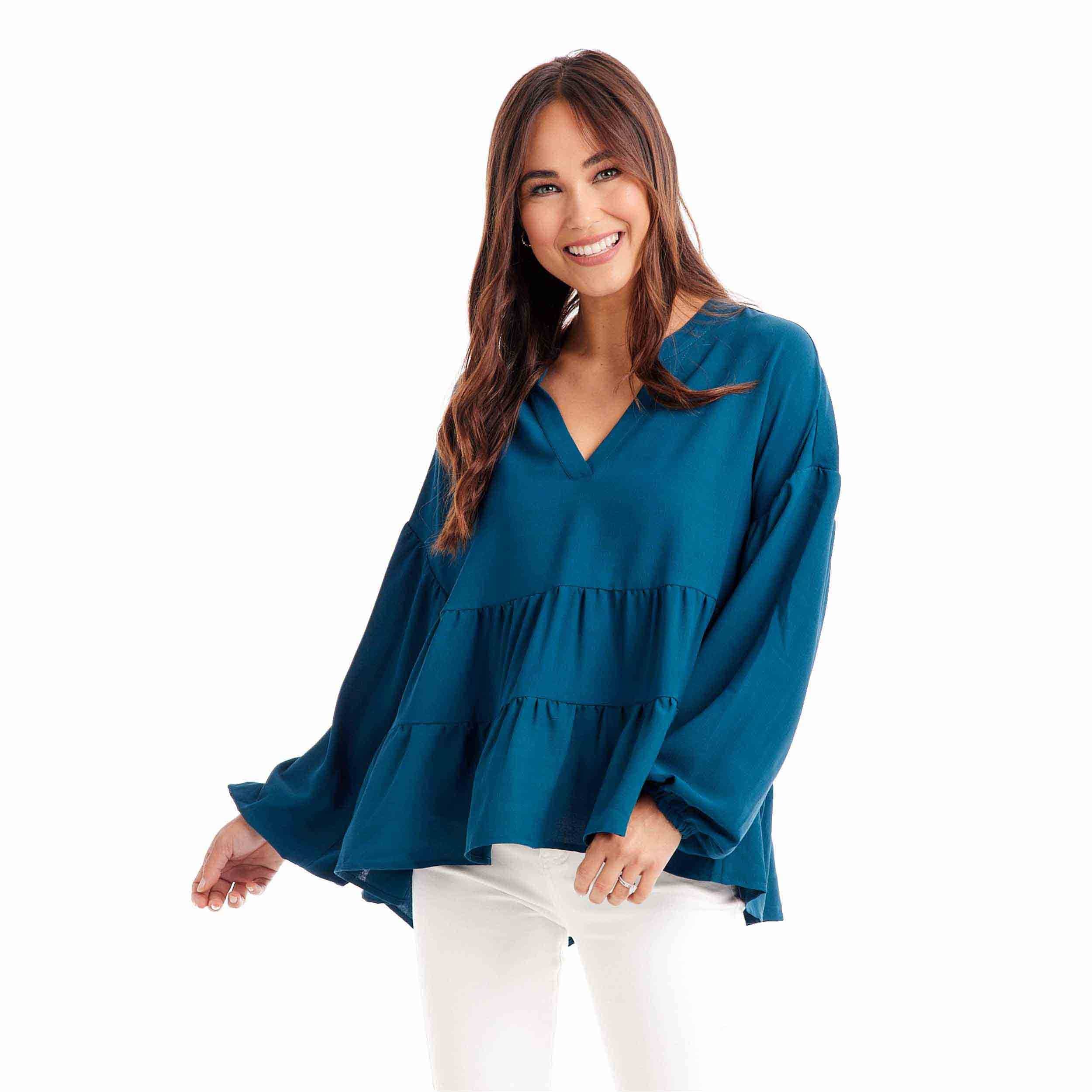 Teal Orleans Flounce Top