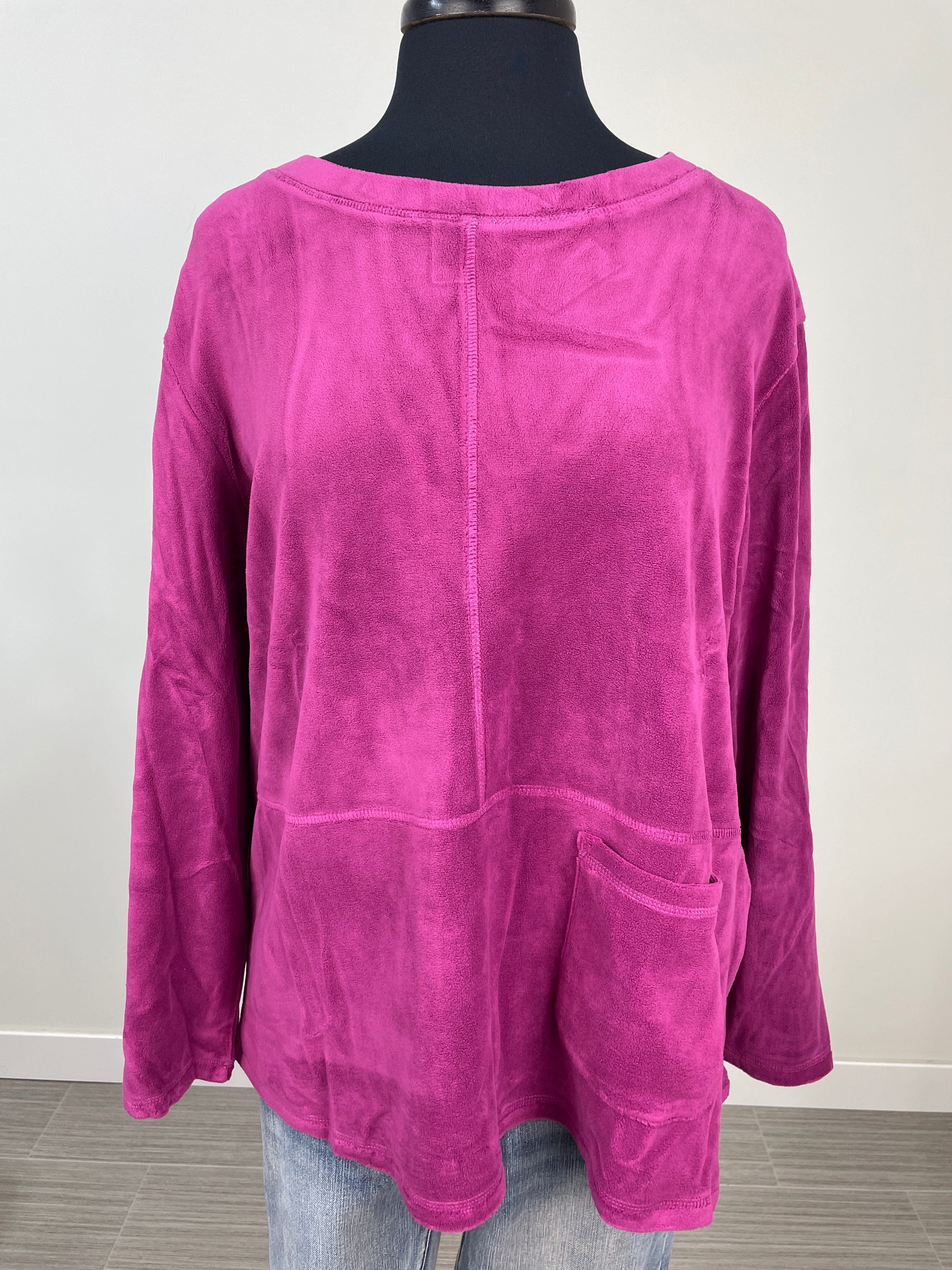 Plum Solid Crew Neck Fleece Top