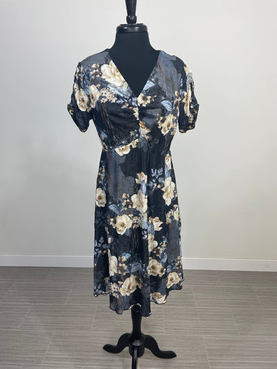 Grey Floral Mesh Reversible Dress
