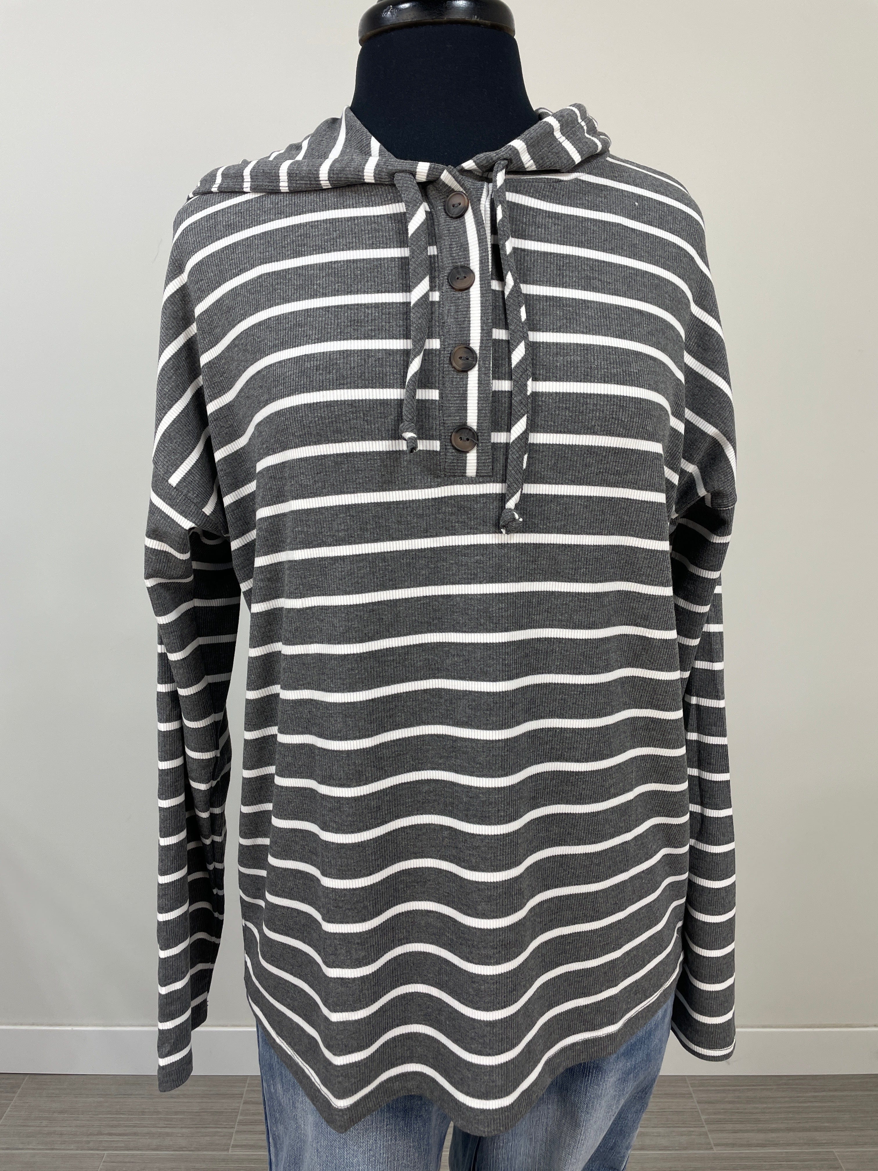 Charcoal Stripe Mix Top