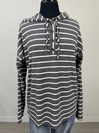 Charcoal Stripe Mix Top