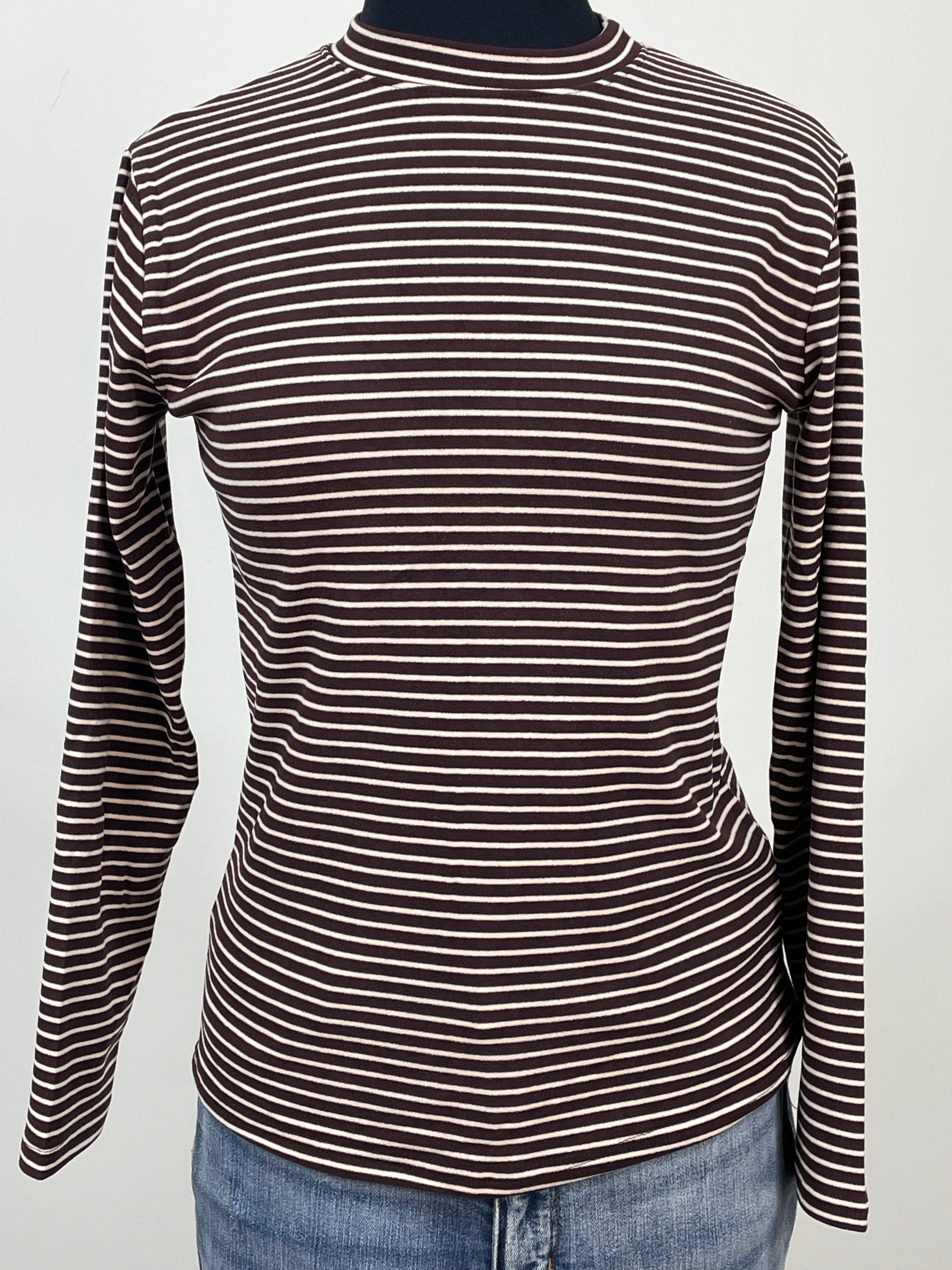 Brown & Cream Stripe Soft Long Sleeve Top