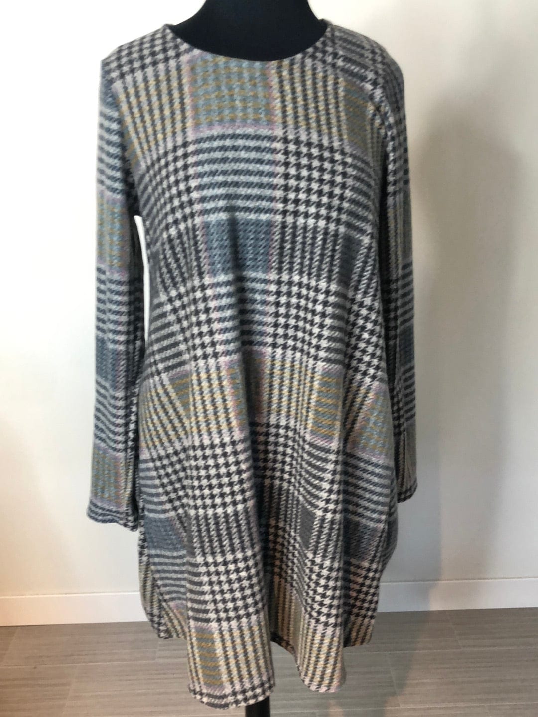Grey Plaid Swing Dress