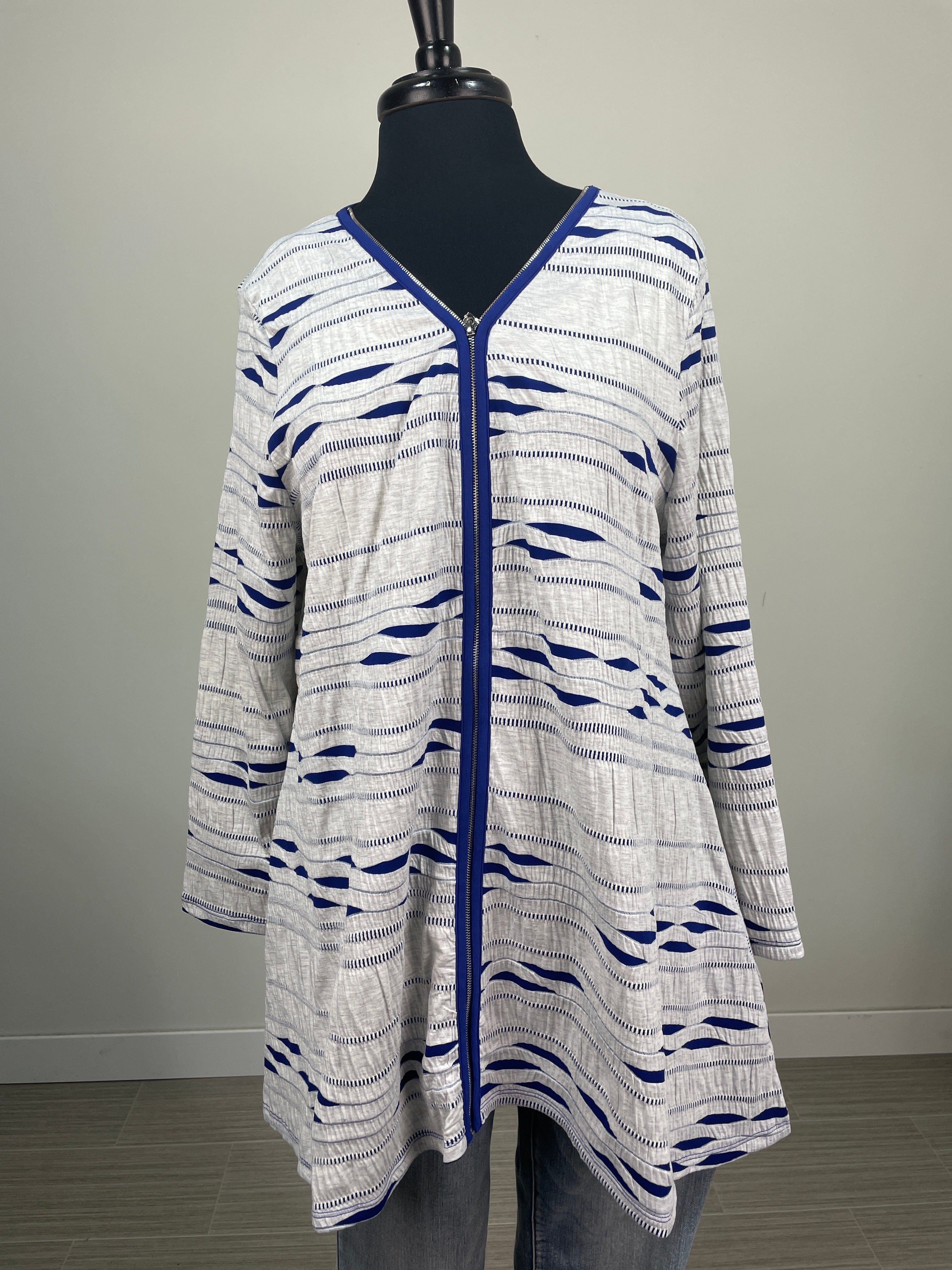 Blue Gray Relaxed Fit Tunic Jacket